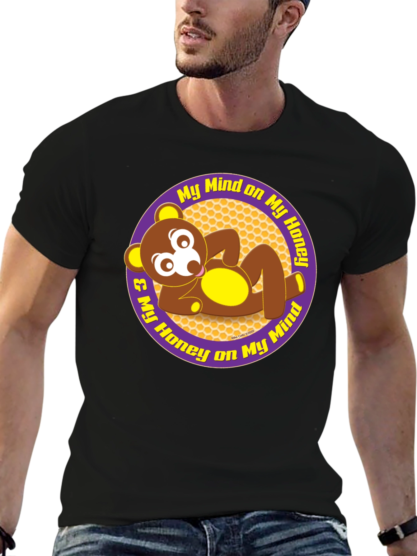 Black My Honey Bear Mind T-Shirt - Soft Cotton Tee view 6