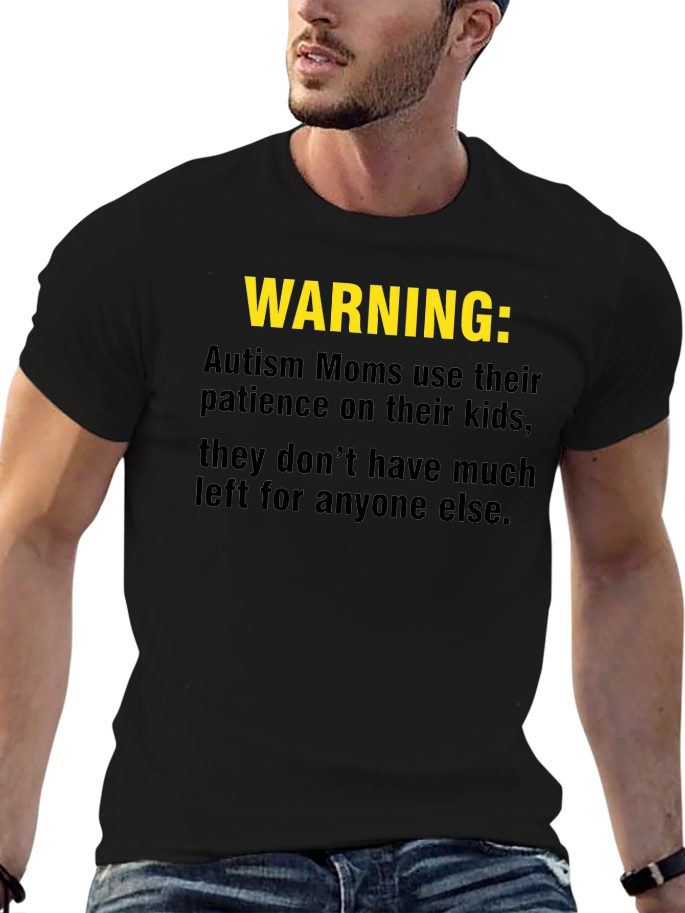 Black Autism Mom Warning T-Shirt: Limited Patience view 6