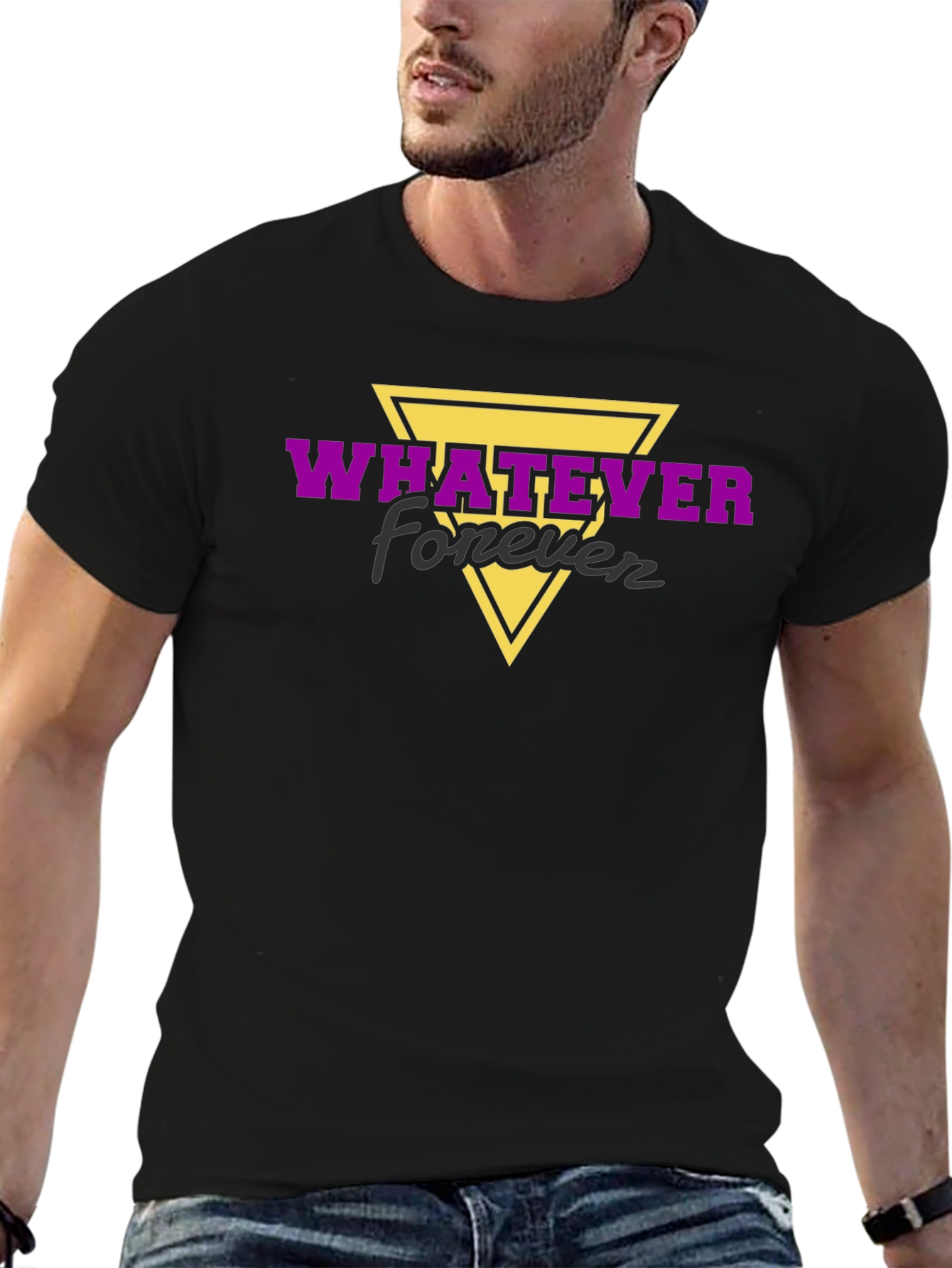 Black Whatever Forever Graphic Tee - Black Cotton view 6