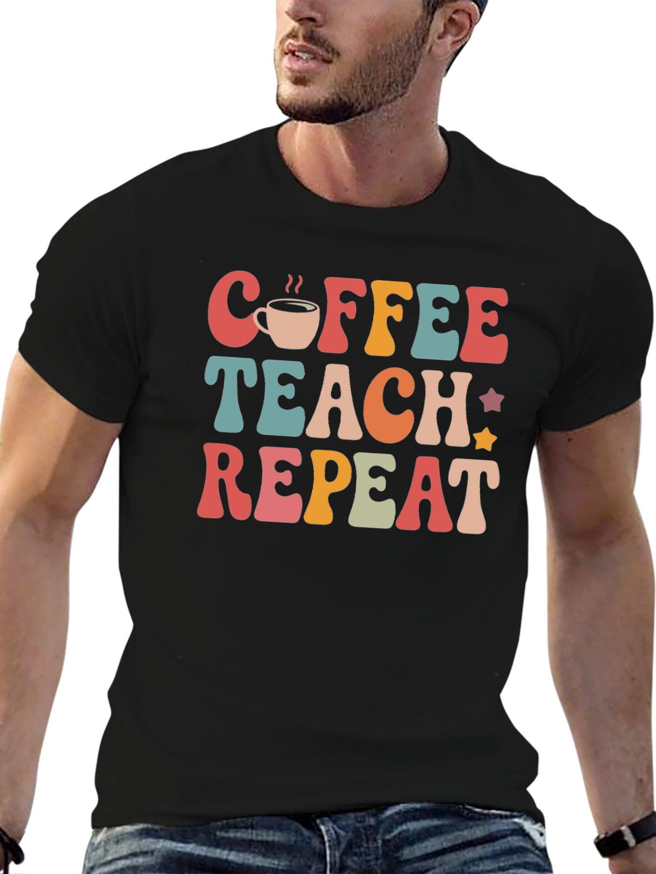 Black Coffee Teach Repeat Graphic T-Shirt view 6