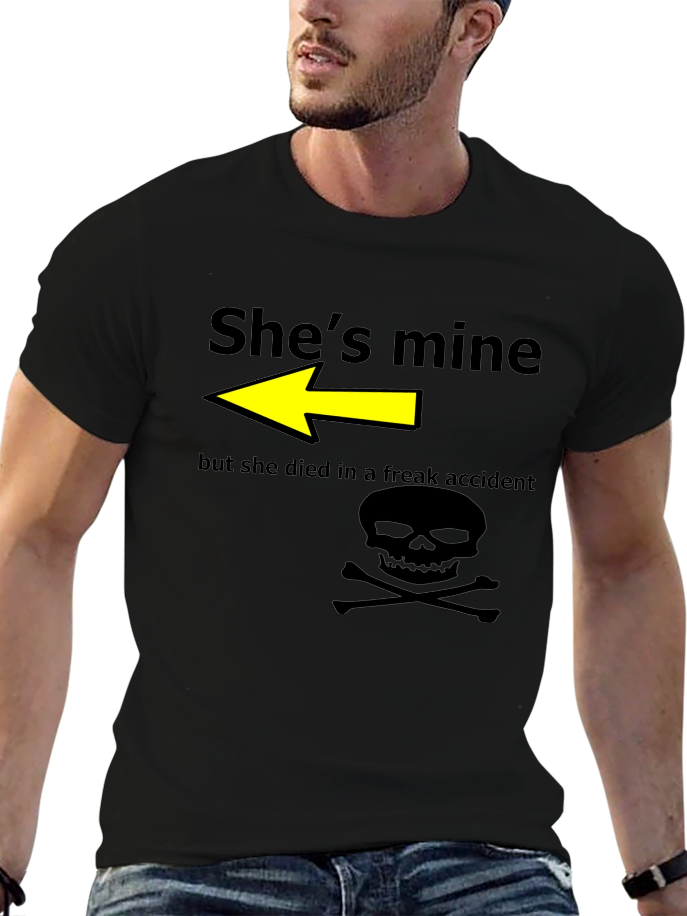 Black Humorous "She's Mine" Graphic T-Shirt view 6