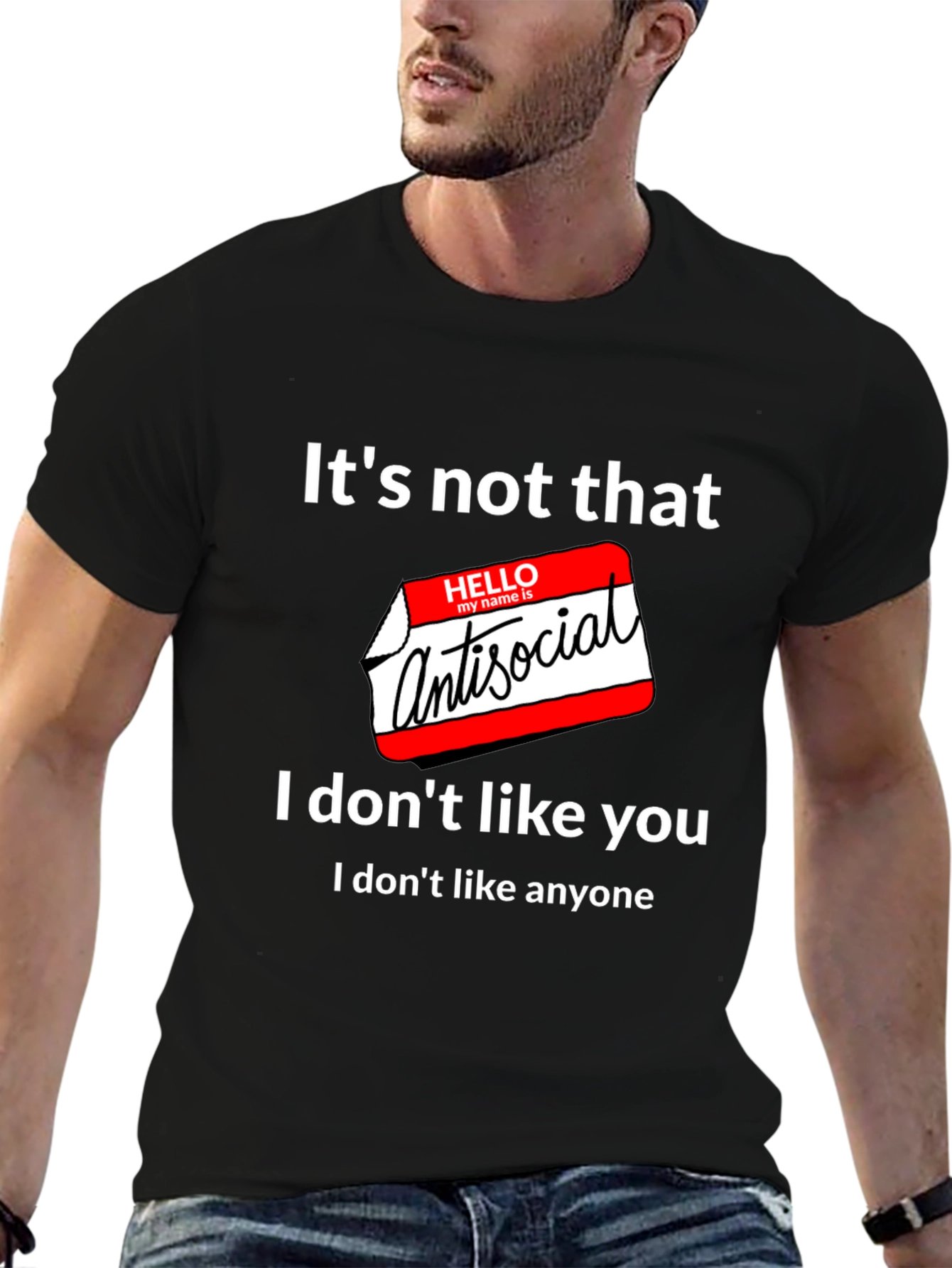 Black Antisocial Graphic T-Shirt - Funny Introvert Tee view 6