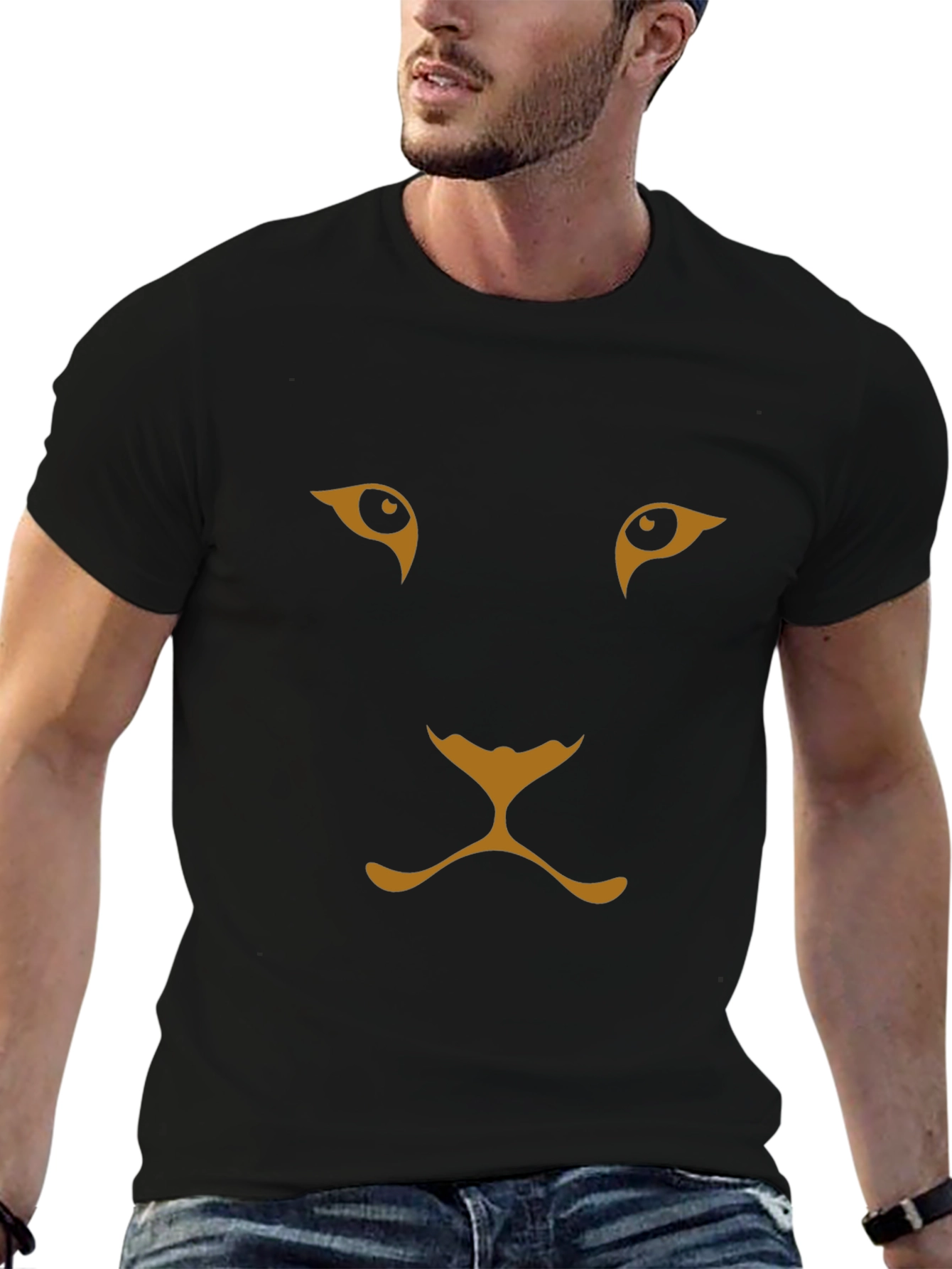 Black Lion Face Graphic T-Shirt - Stylish Menswear view 6