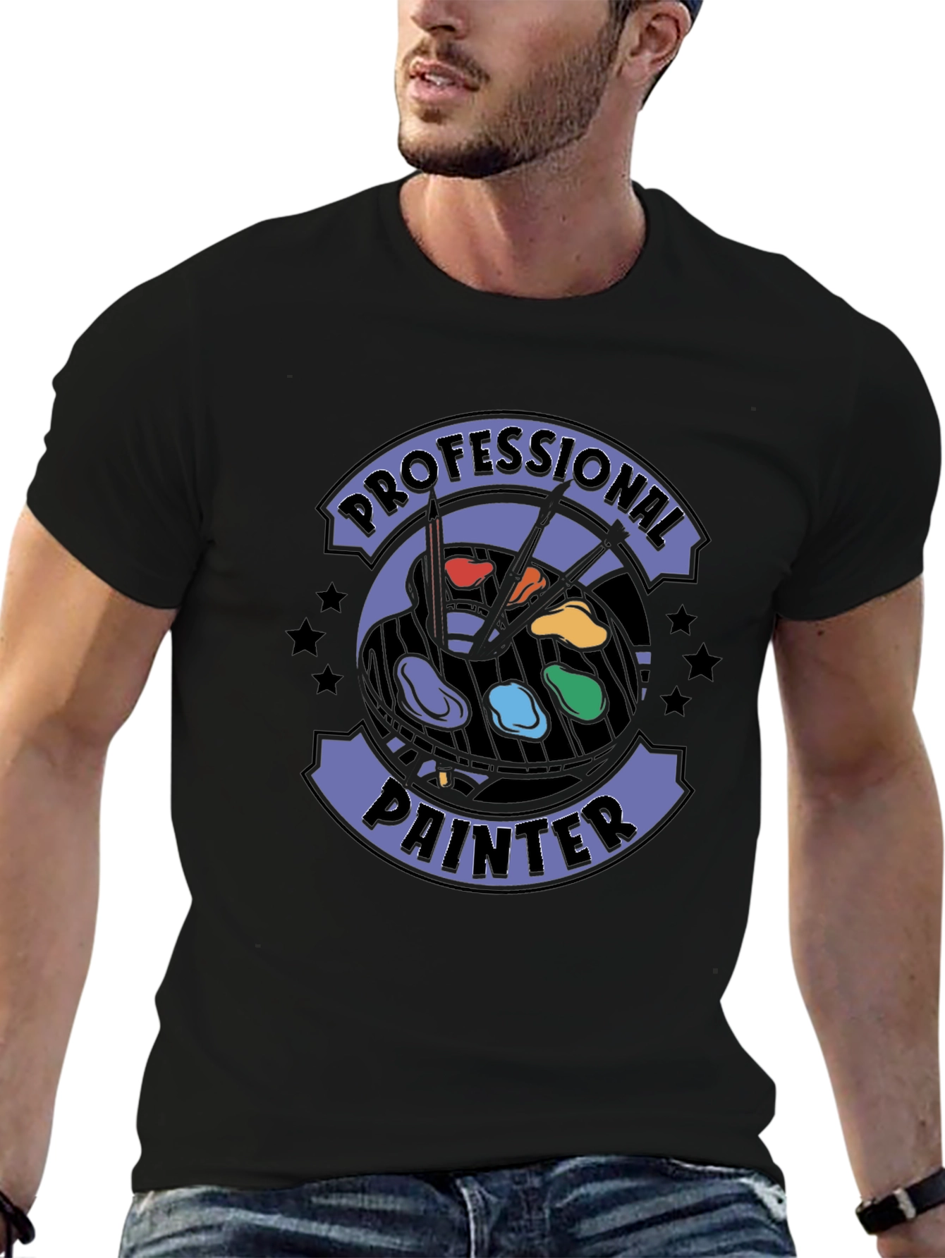 Black Professional Painter T-Shirt - Artistic Design view 6