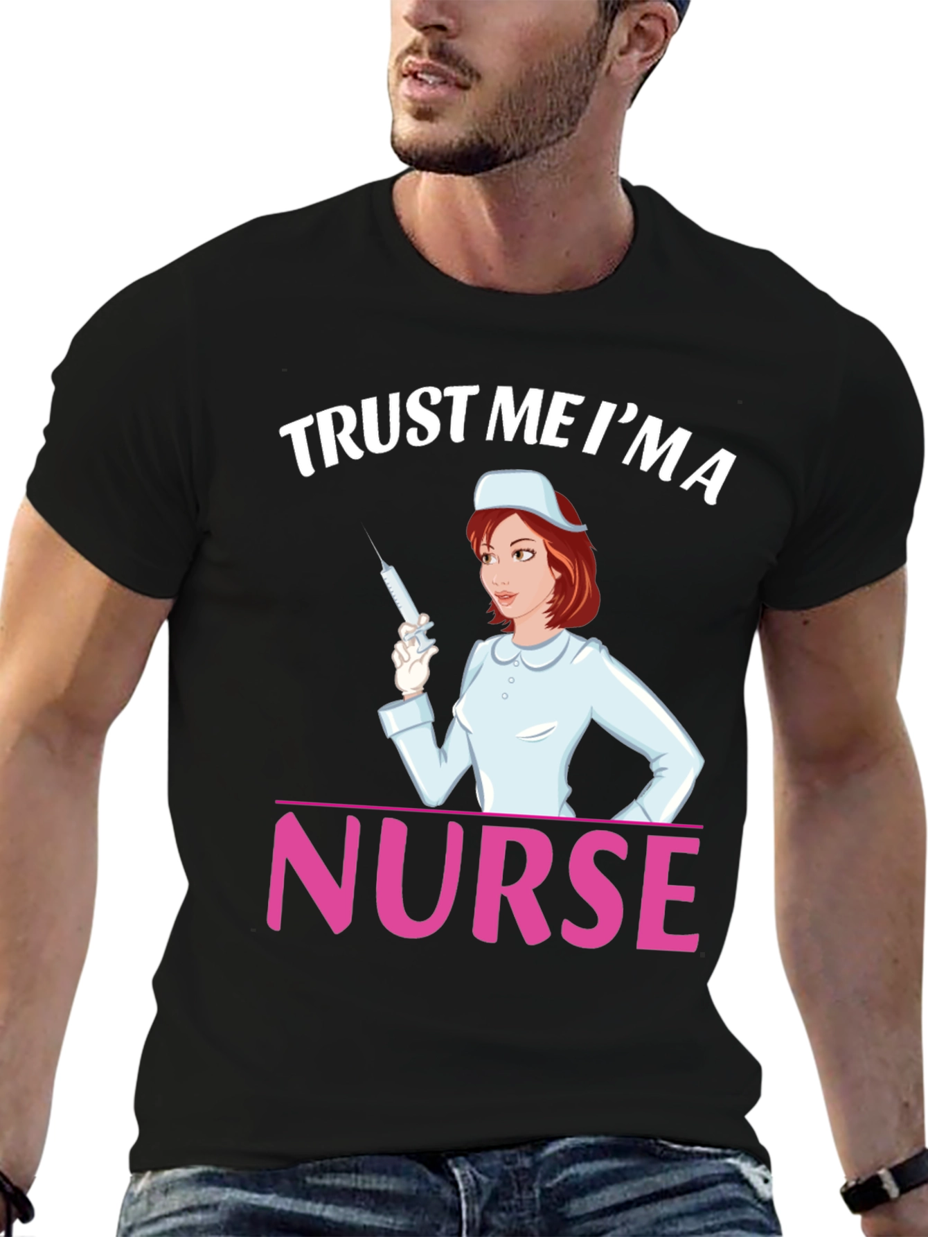 Black Trust Me I'm a Nurse T-Shirt view 6