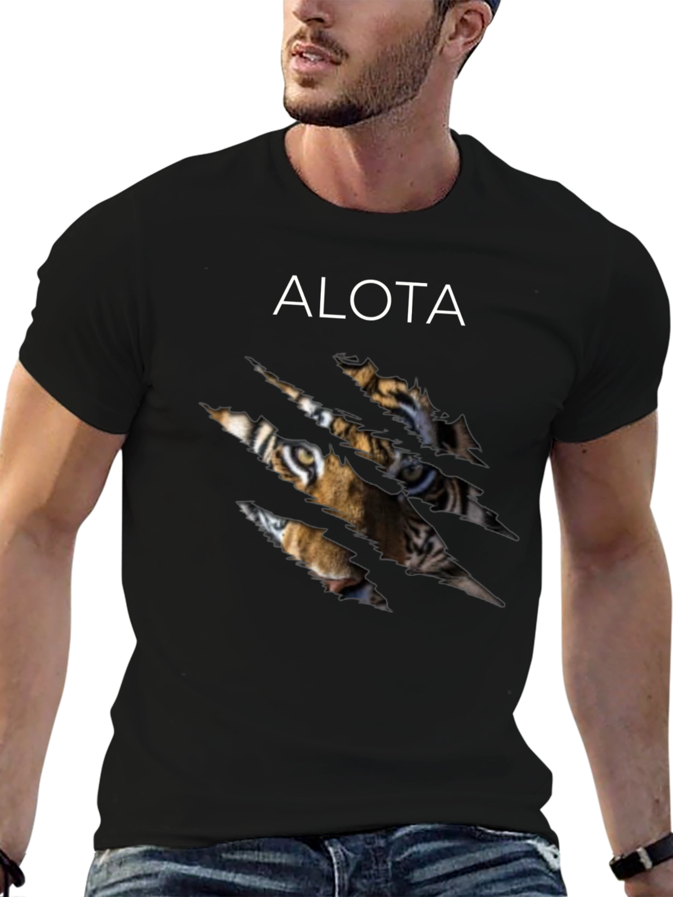 Black ALOTA Tiger Graphic T-Shirt - Black view 6