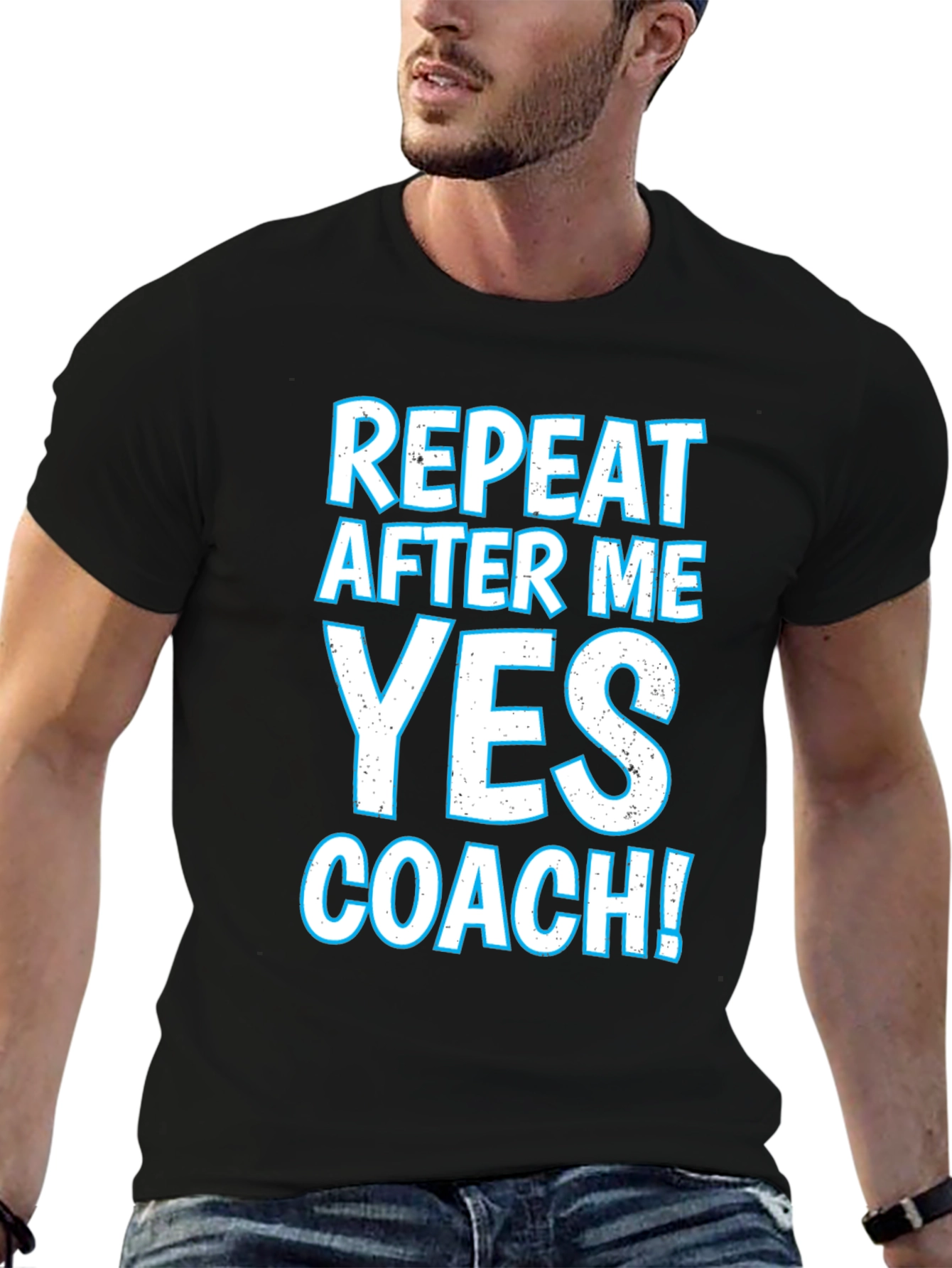 Black Repeat After Me Yes Coach T-Shirt view 6