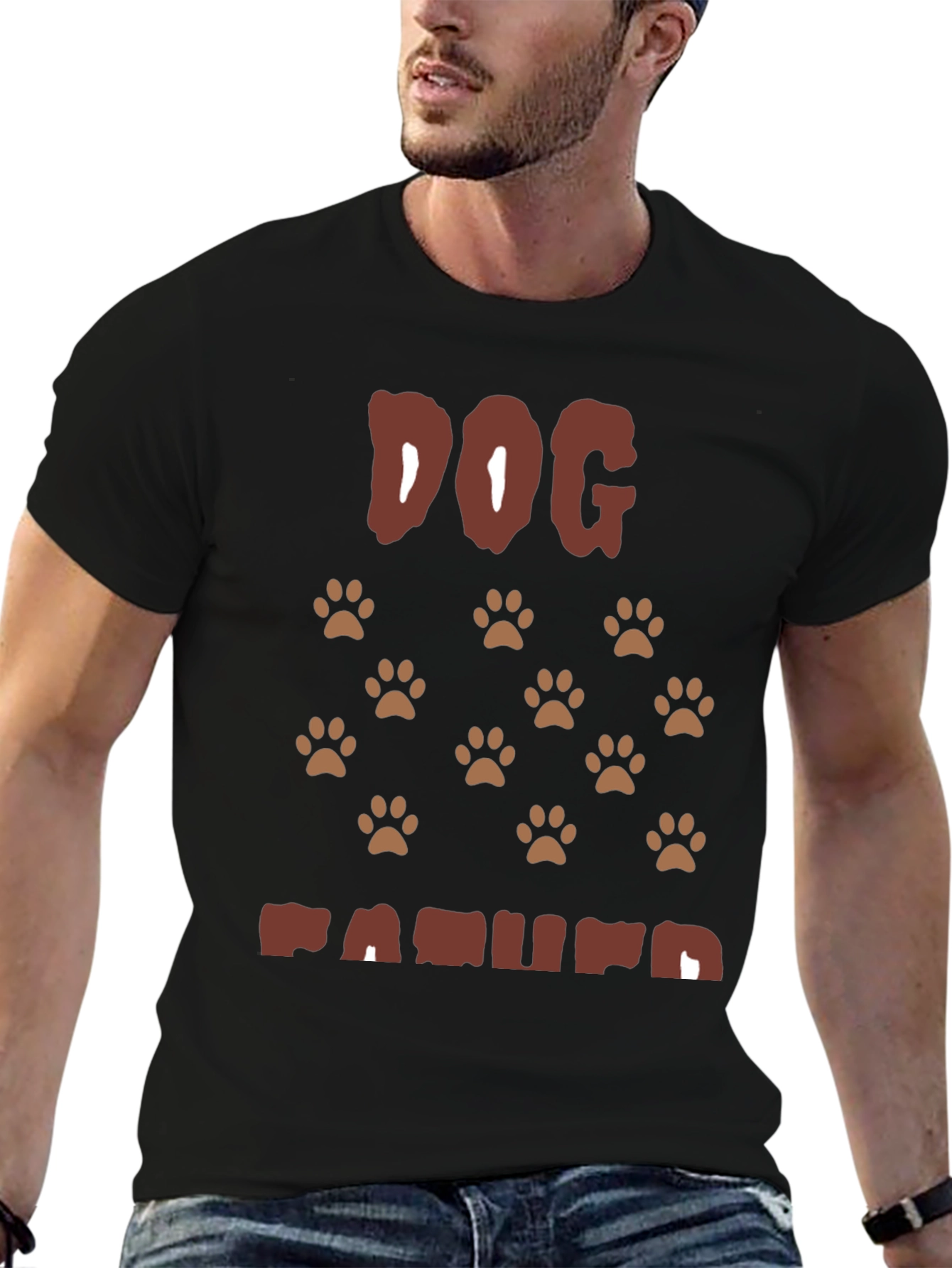Black Dog Paw Print T-Shirt - Casual Crew Neck Tee view 6