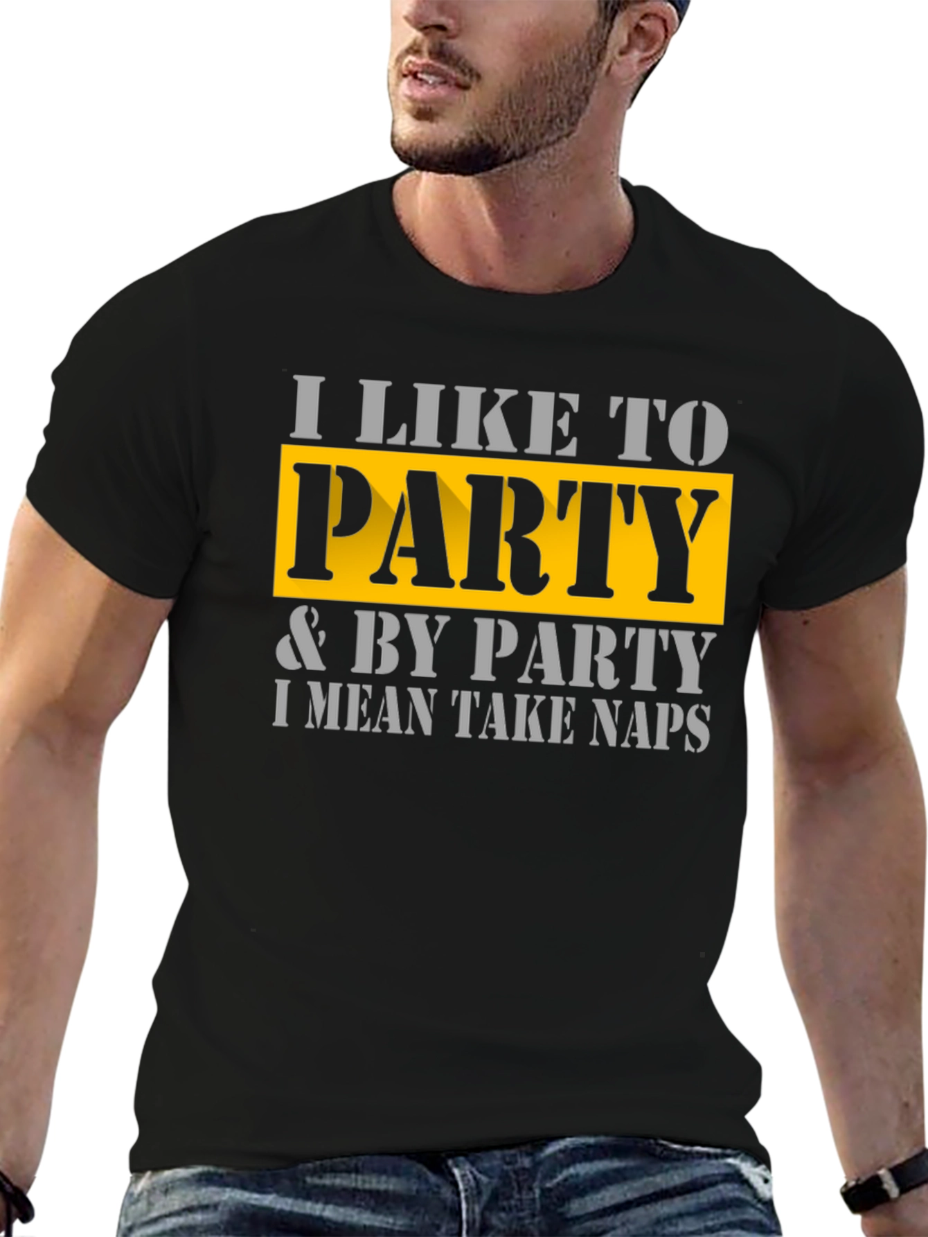 Black I Like to Party T-Shirt - Funny Nap Lover Tee view 6