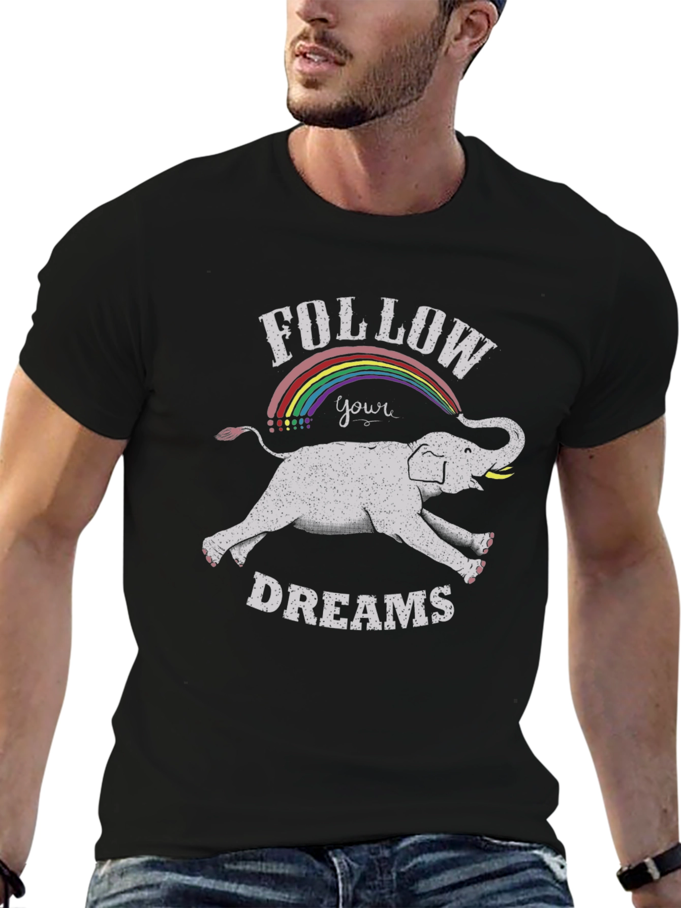 Black Follow Your Dreams Elephant T-Shirt view 6