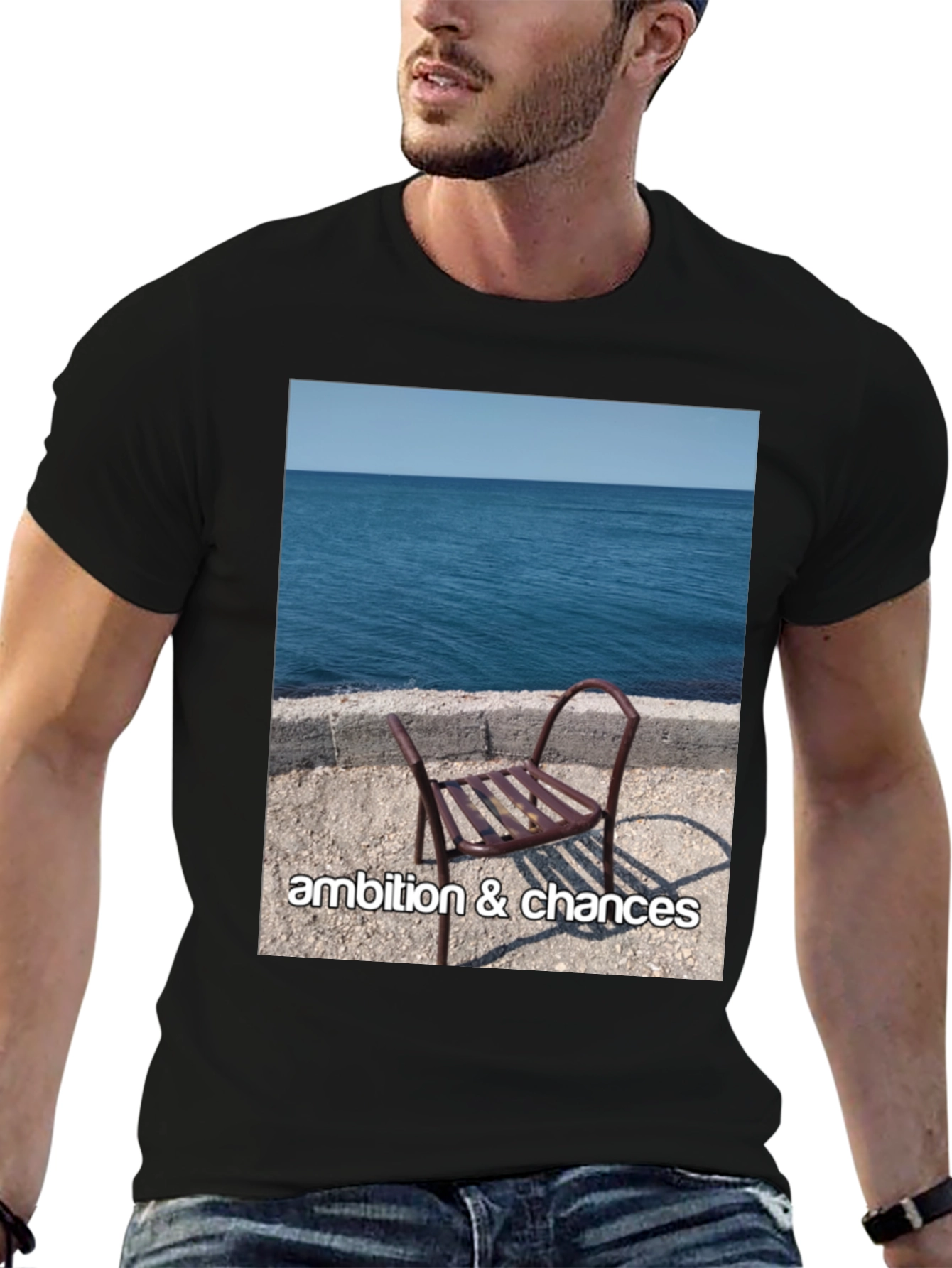 Black Ambition & Chances Beach Scene T-Shirt view 6