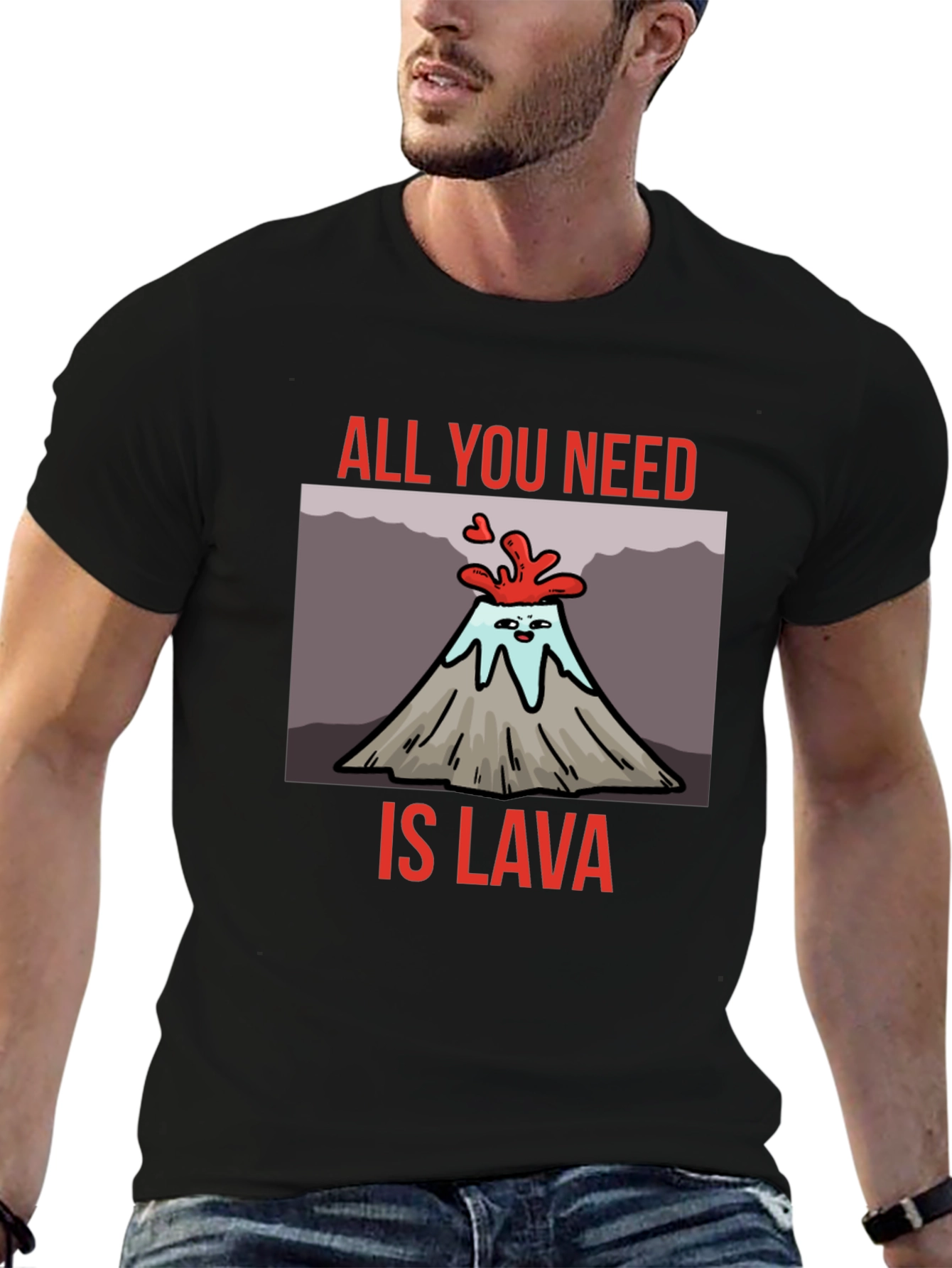 Black All You Need is Lava T-Shirt Volcano Cartoon Tee view 6