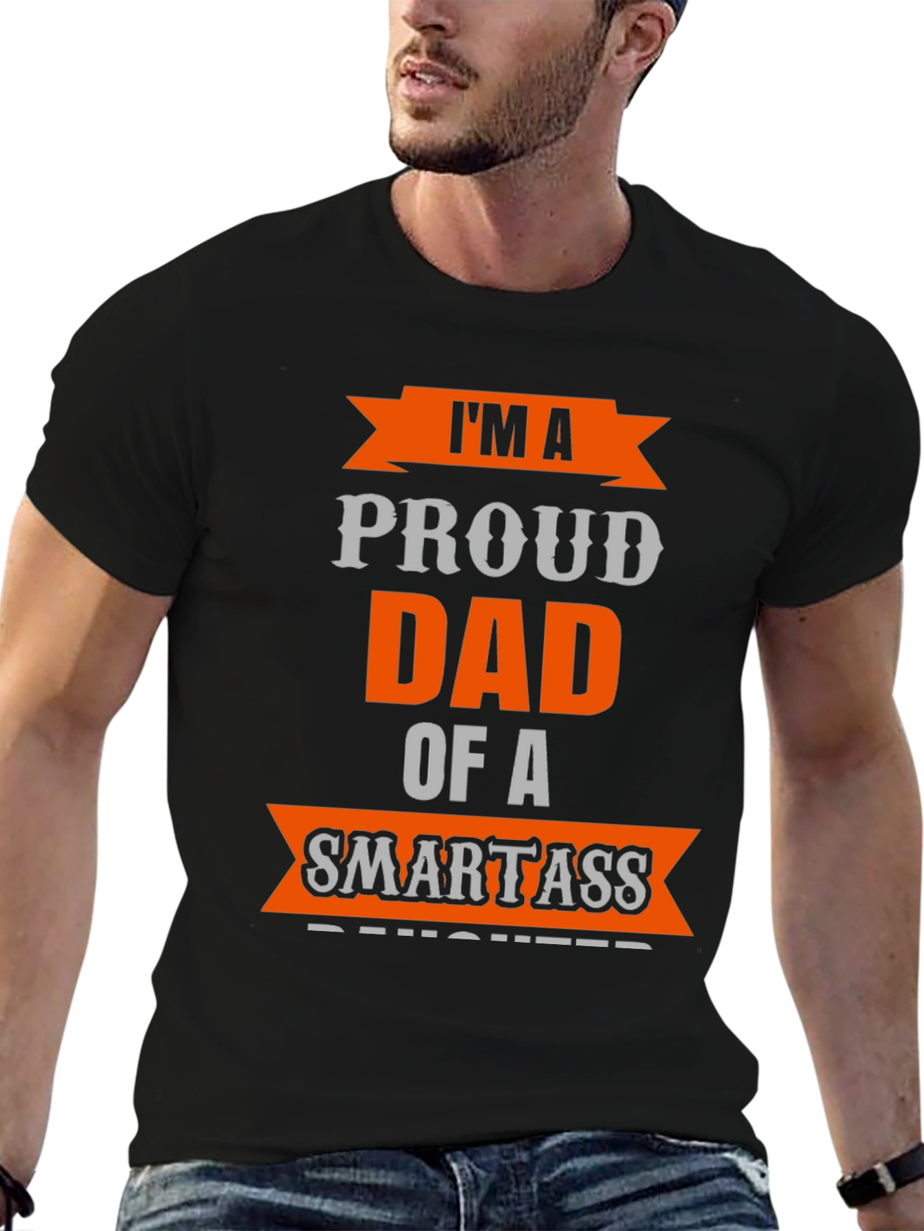 Black Proud Dad of a Smartass Daughter T-Shirt view 6