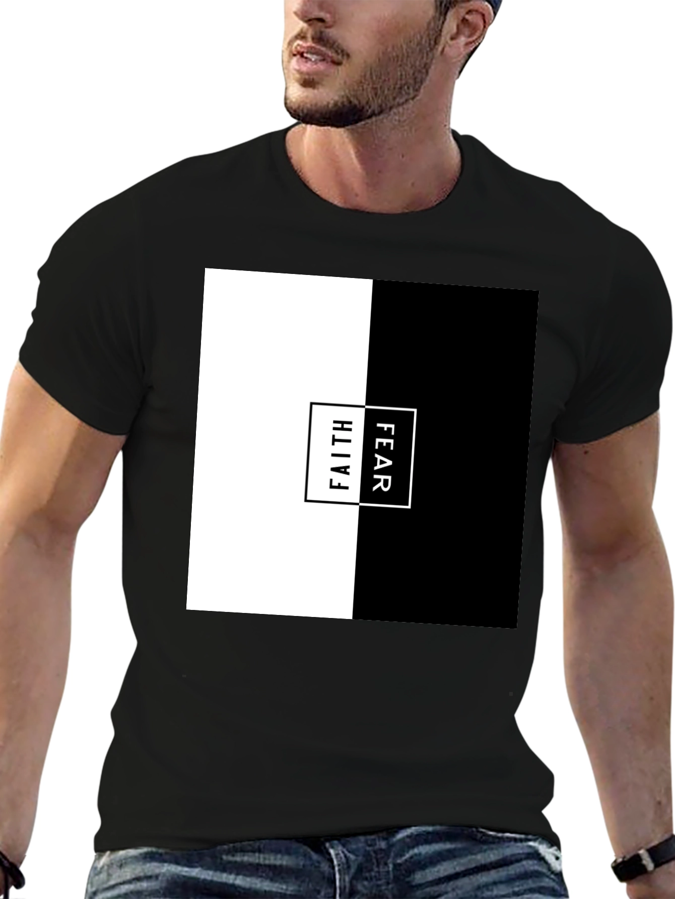 Black Faith Over Fear Graphic Tee - Mens Black T-Shirt view 6