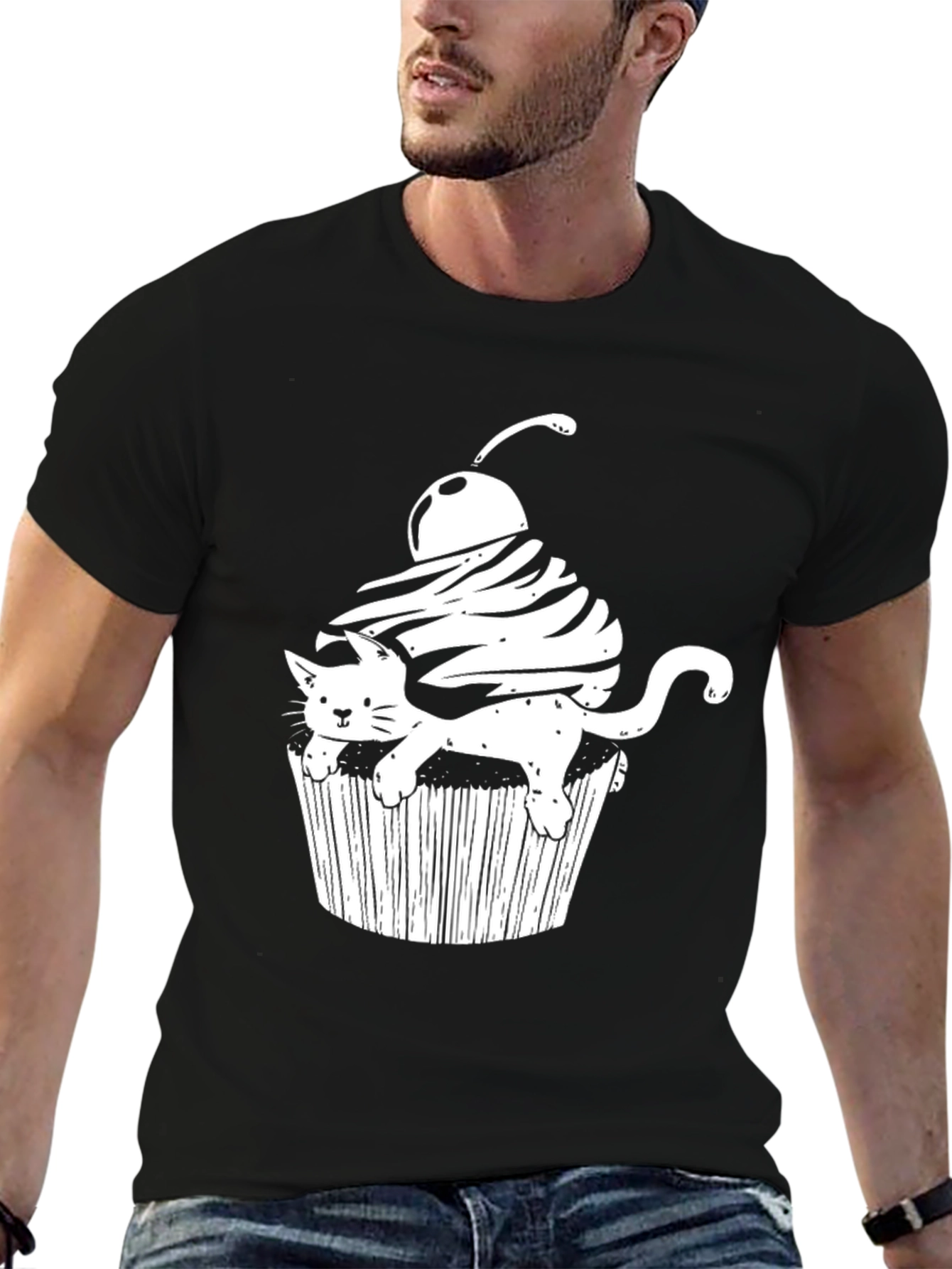 Black Cat Cupcake Graphic Tee view 6
