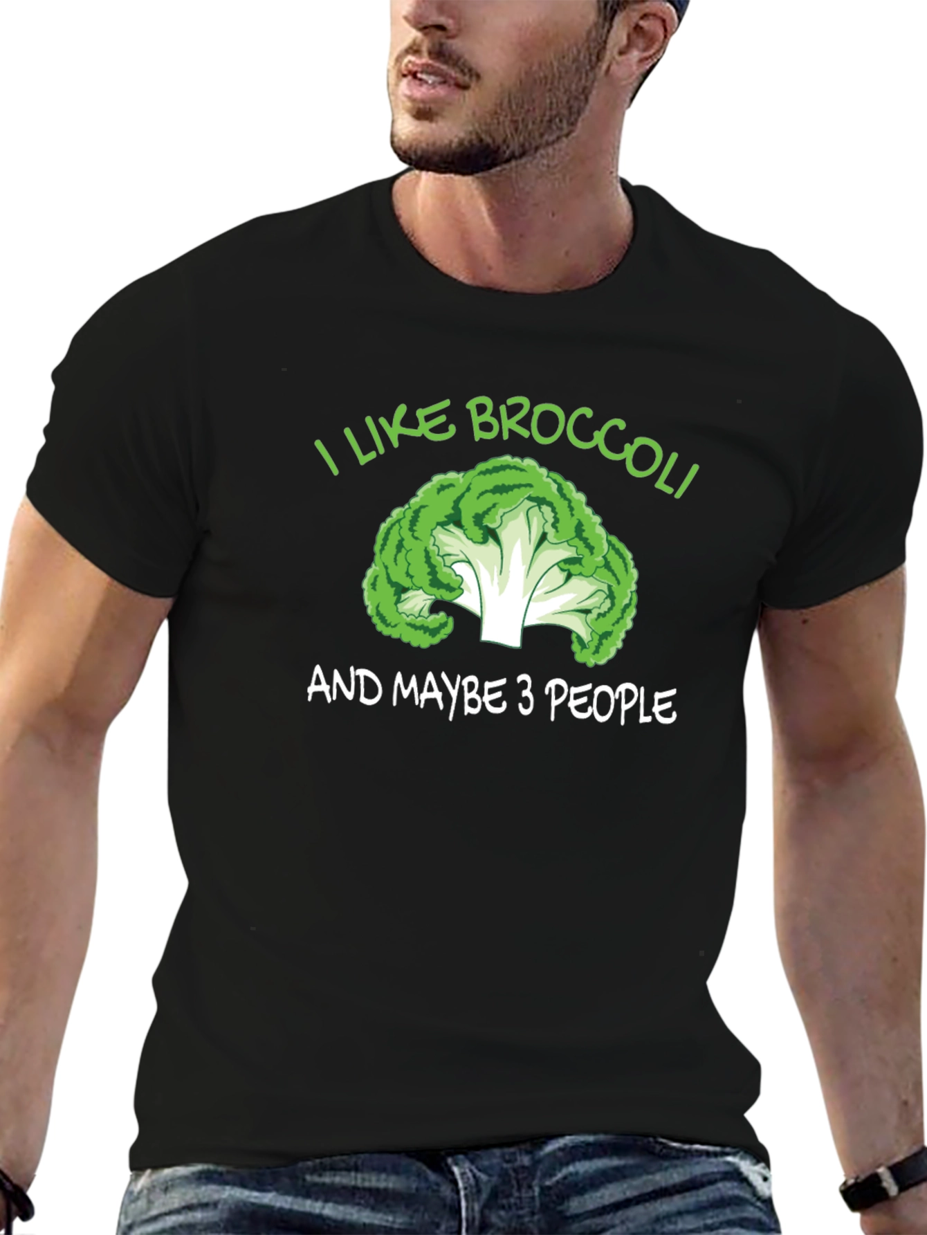 Black I Like Broccoli T-Shirt Funny Graphic Tee view 6