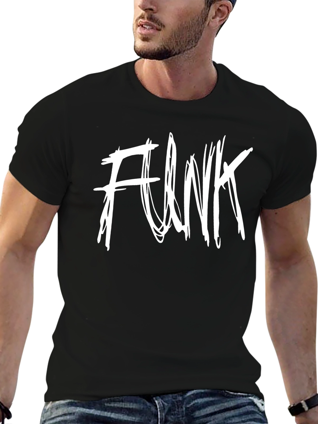 Black Funky Graphic Tee - Black Cotton T-Shirt view 6
