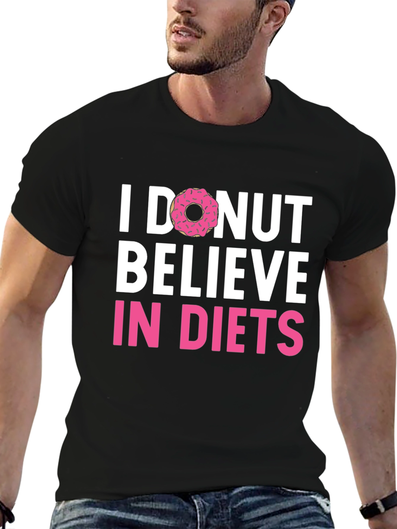 Black I Donut Believe in Diets Graphic T-Shirt view 6