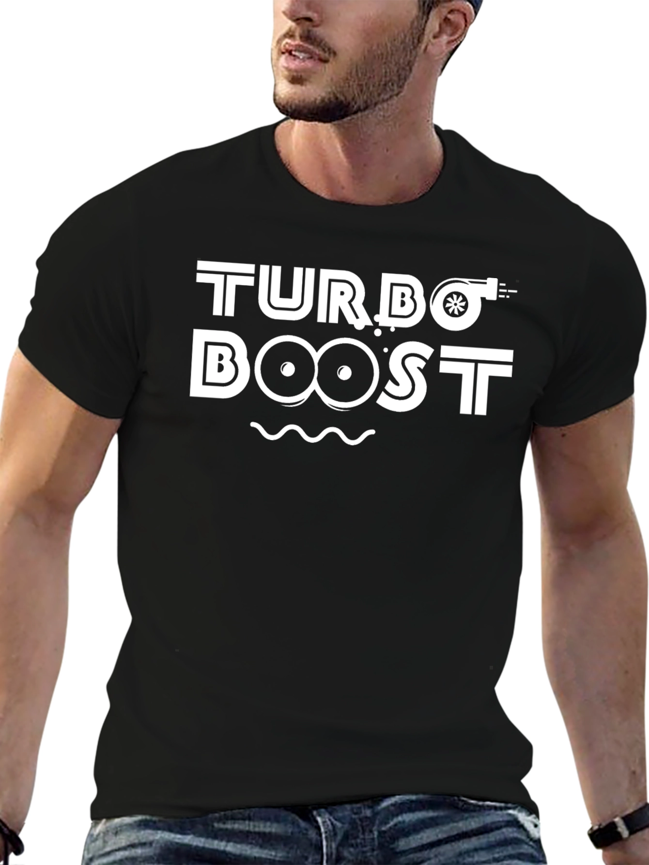 Black Turbo Boost Black Graphic T-Shirt view 6