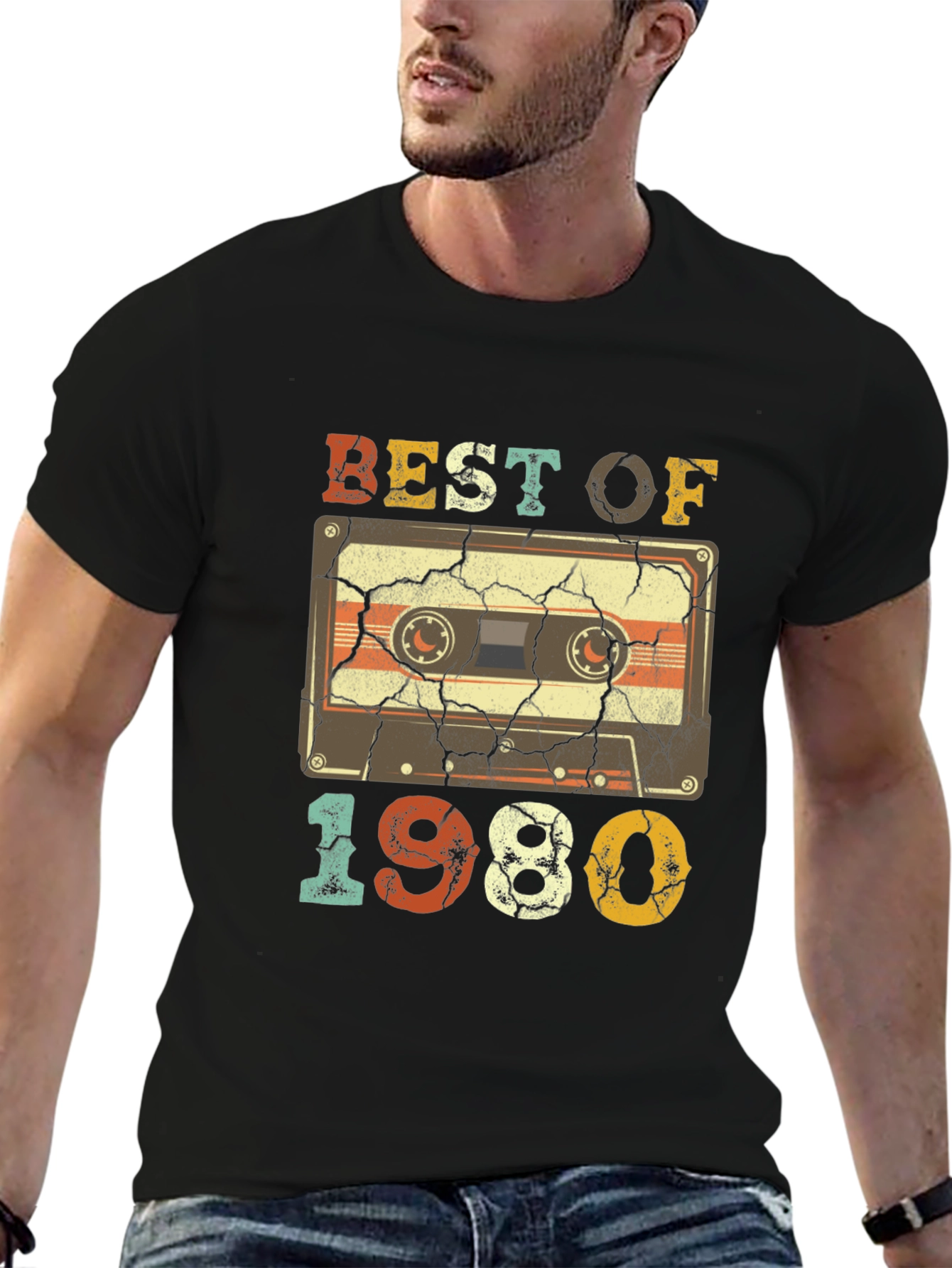 Black Best of 1980 Cassette Tape T-Shirt view 6