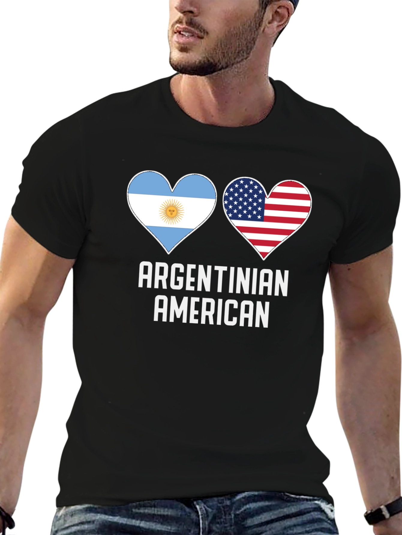 Argentinian American Flag Heart T-Shirt - 6
