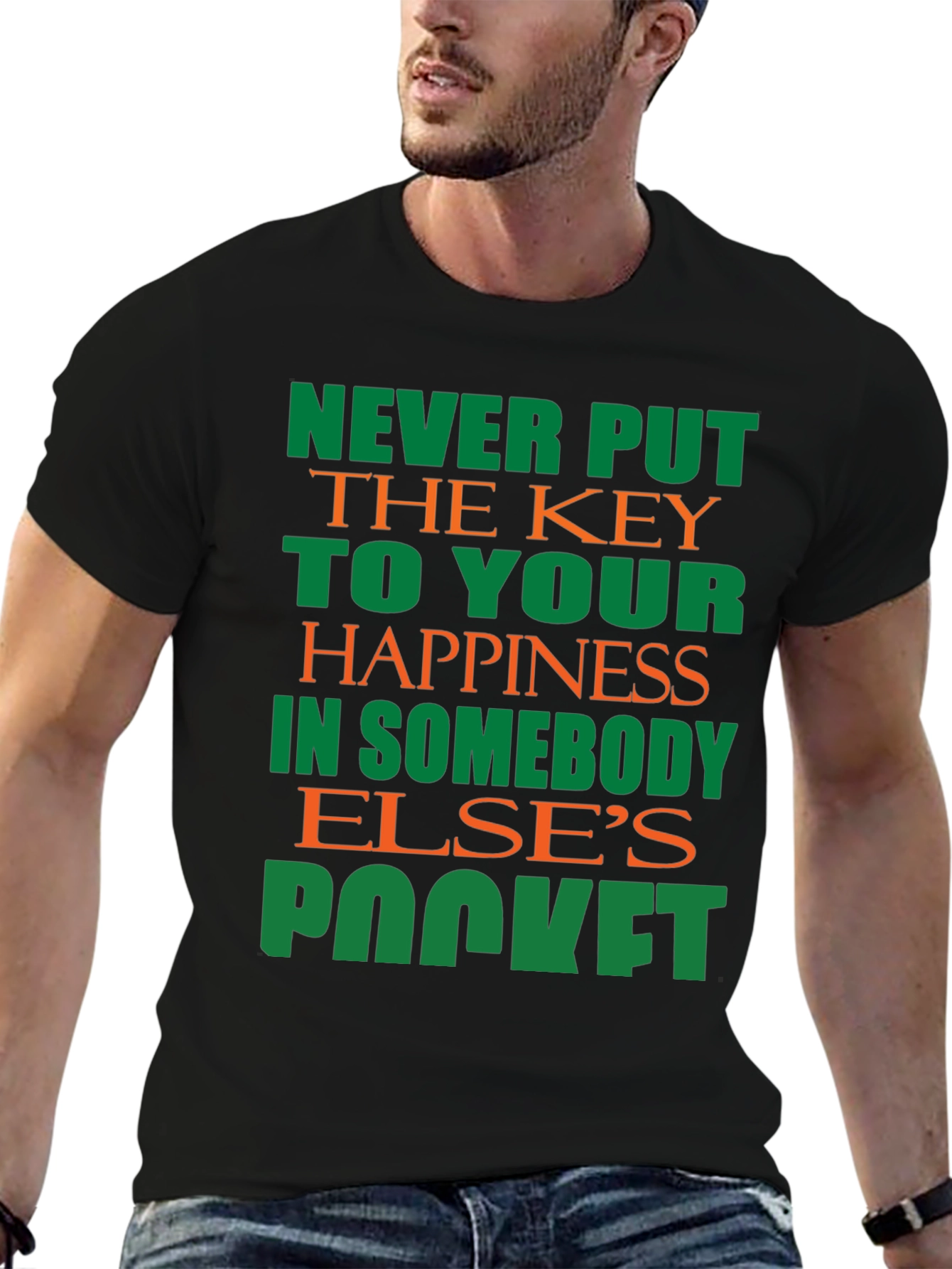 Black Motivational T-Shirt: Your Happiness, Your Key view 6