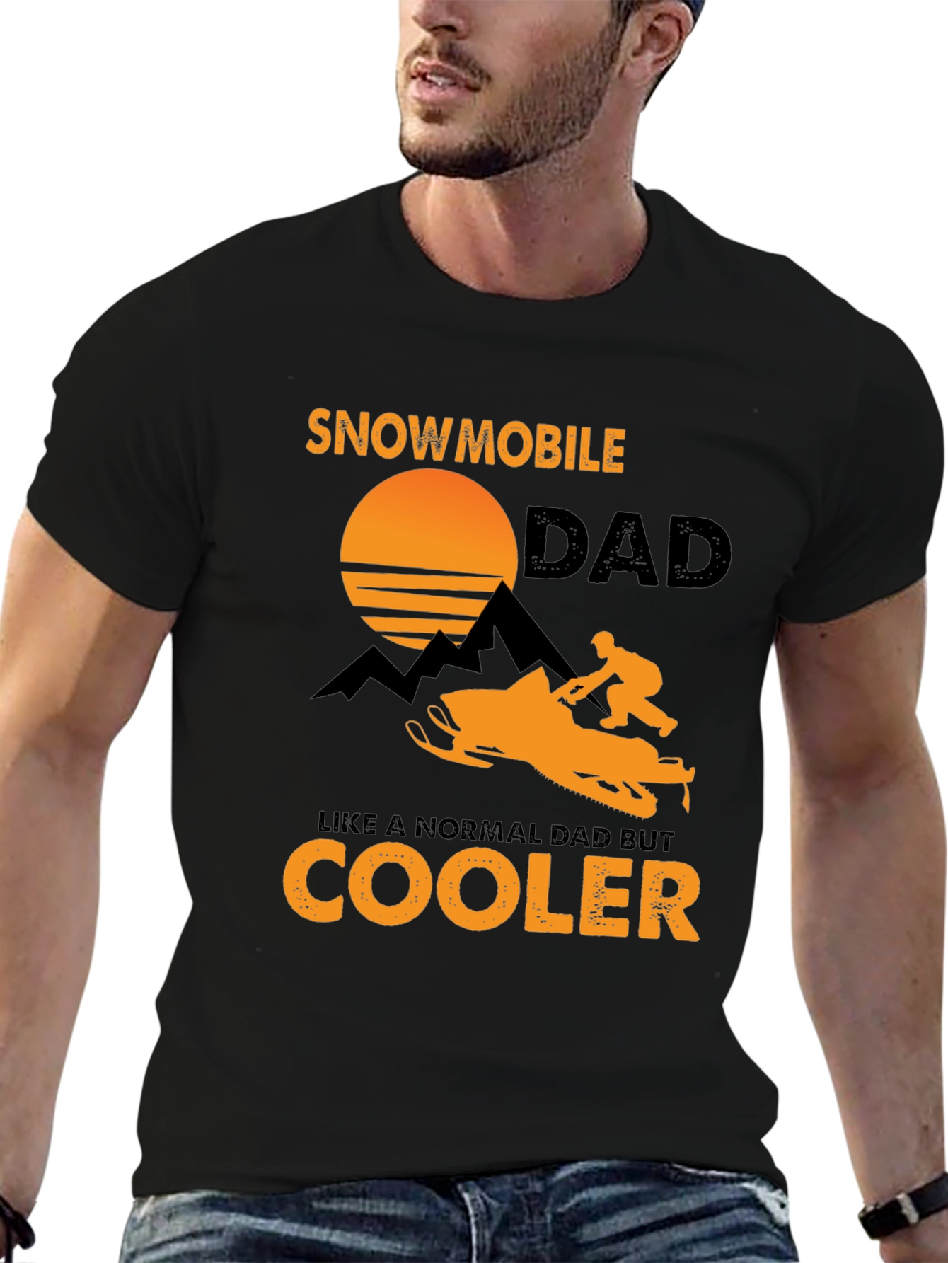 Black Snowmobile Dad T-Shirt - Cooler Than Normal view 6