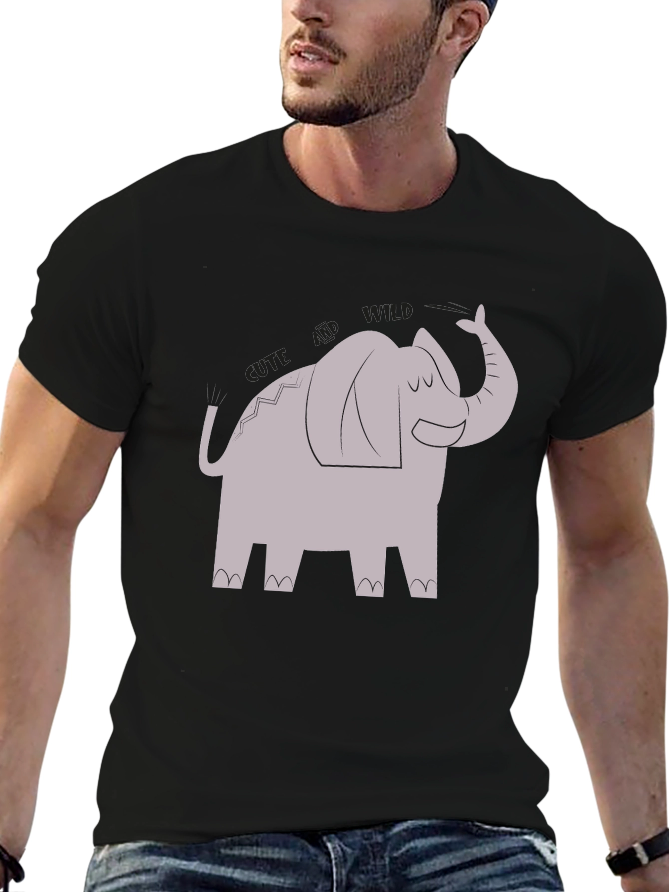 Black Cute and Wild Elephant Graphic Tee view 6