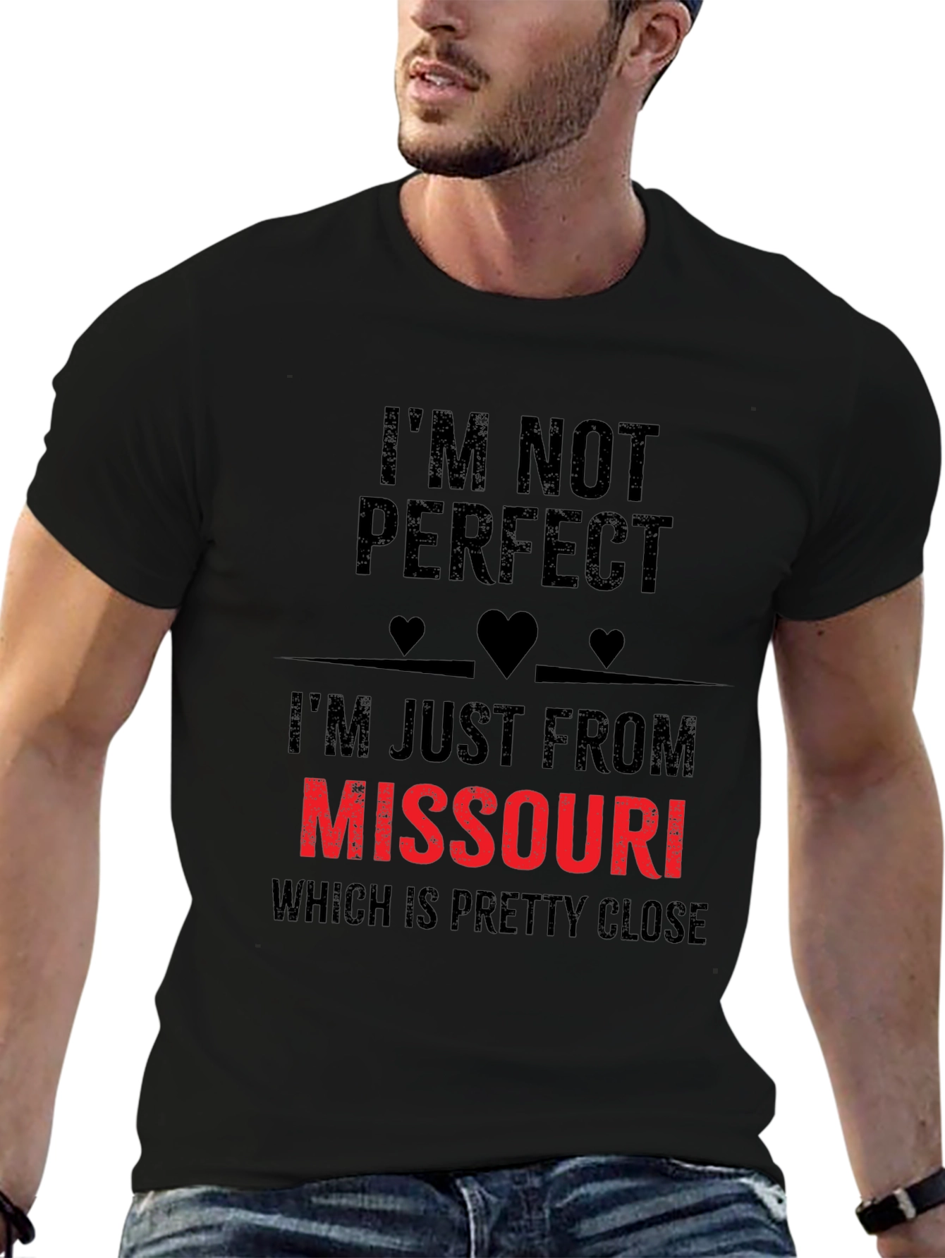 Black I'm Not Perfect Missouri Funny Graphic T-Shirt view 6