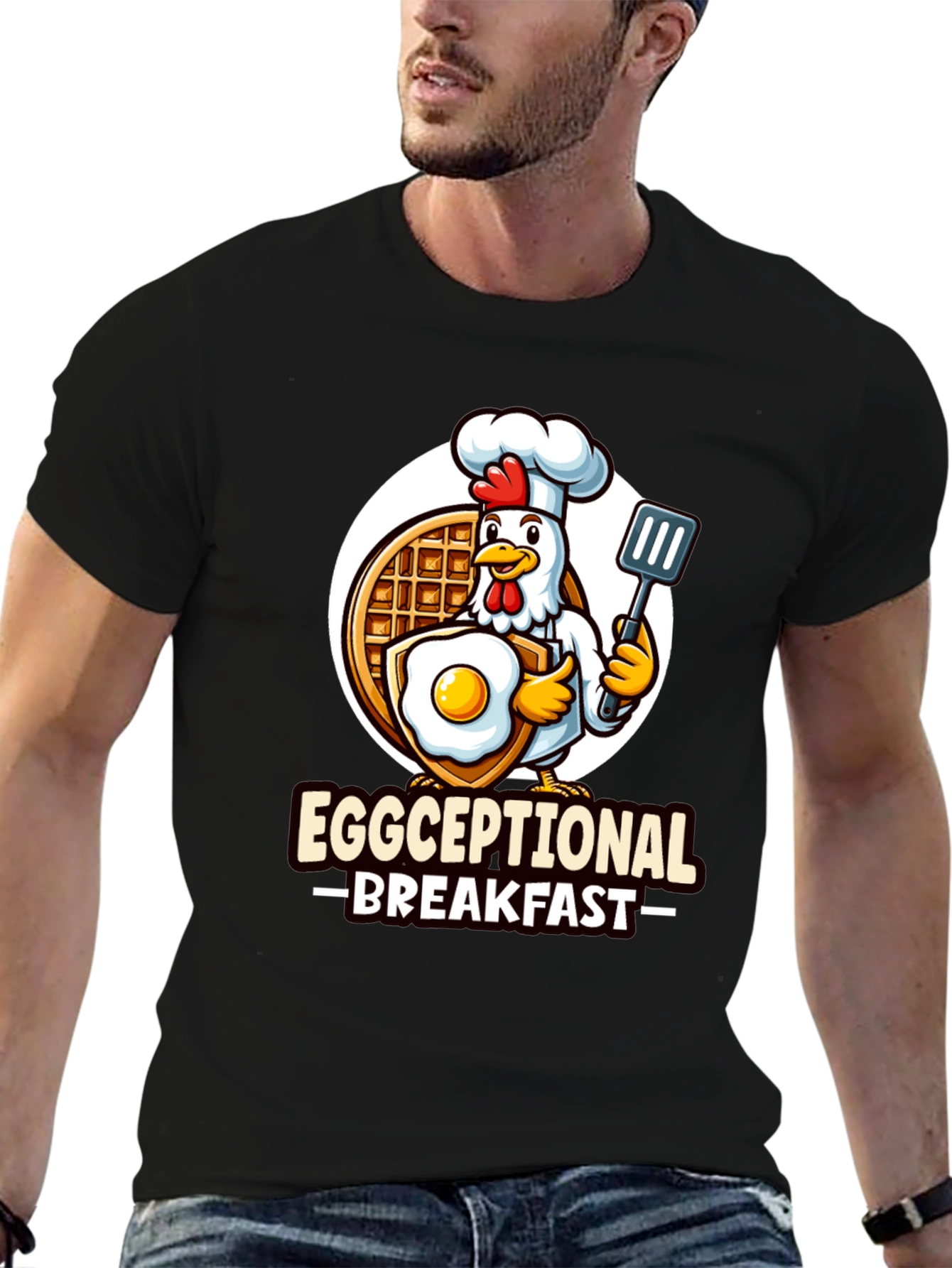 Black Eggceptional Breakfast T-Shirt - Chicken Chef! view 6