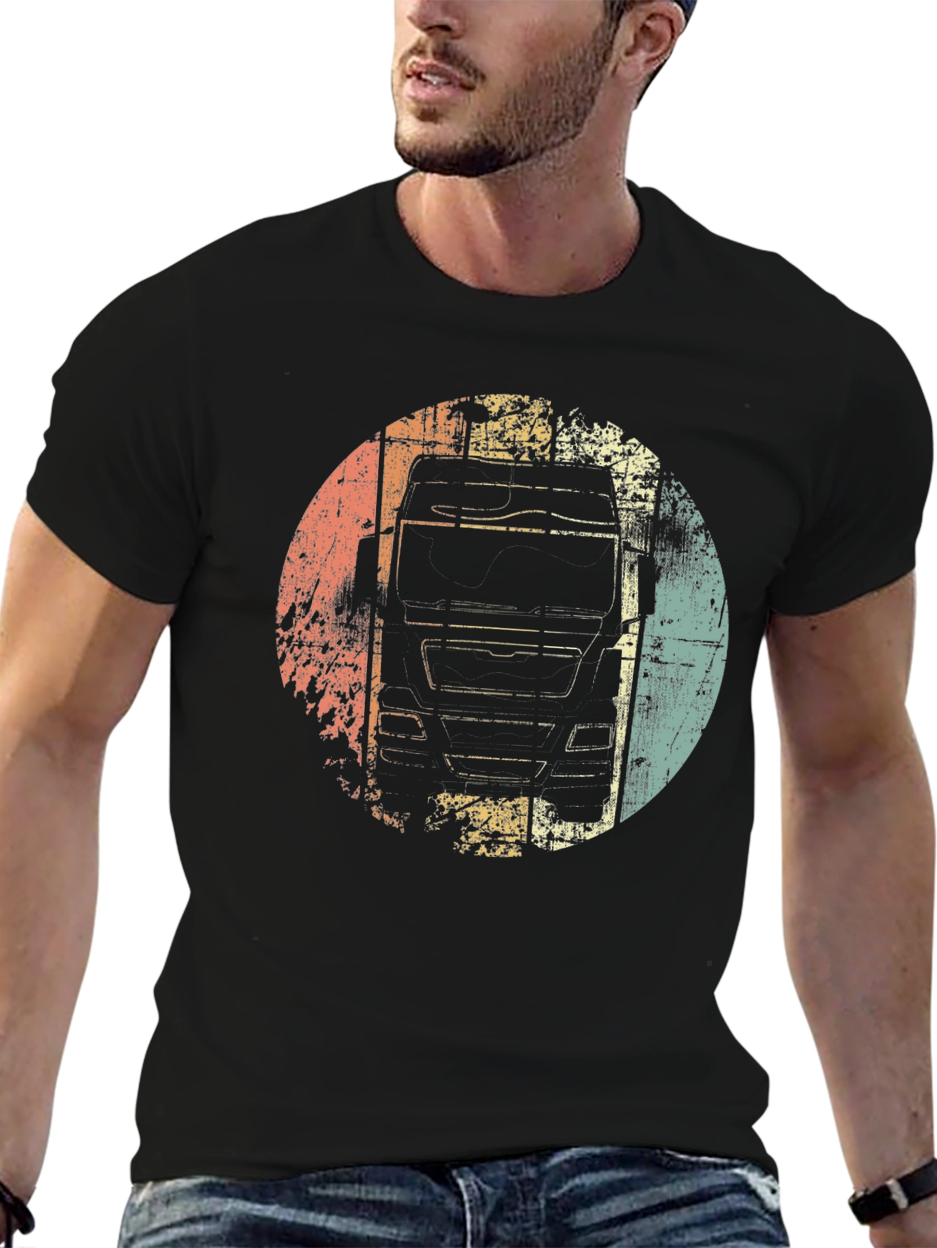 Black Vintage Truck Graphic Tee - Black view 6