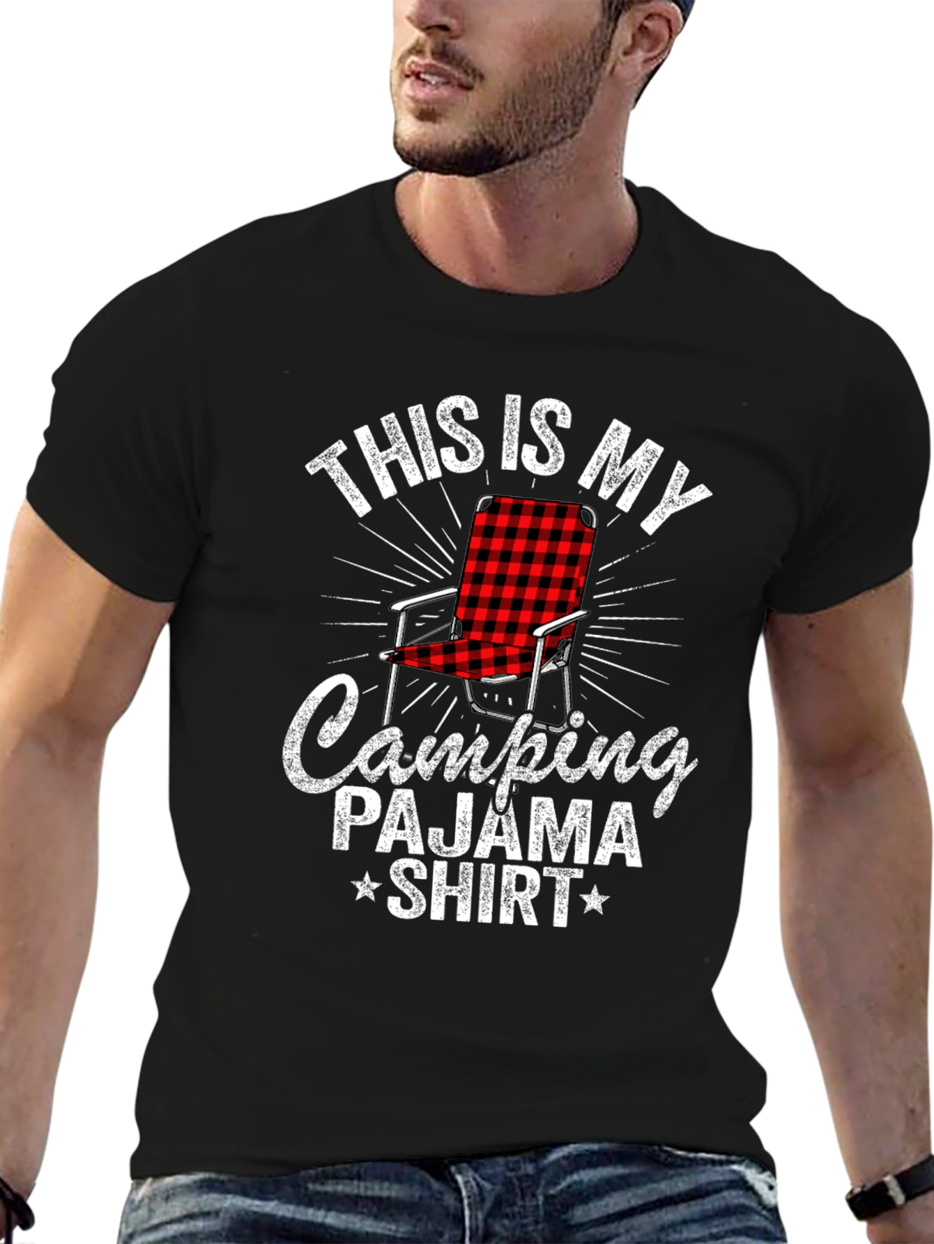 Black Camping Pajama Shirt | Camping T-Shirt view 6