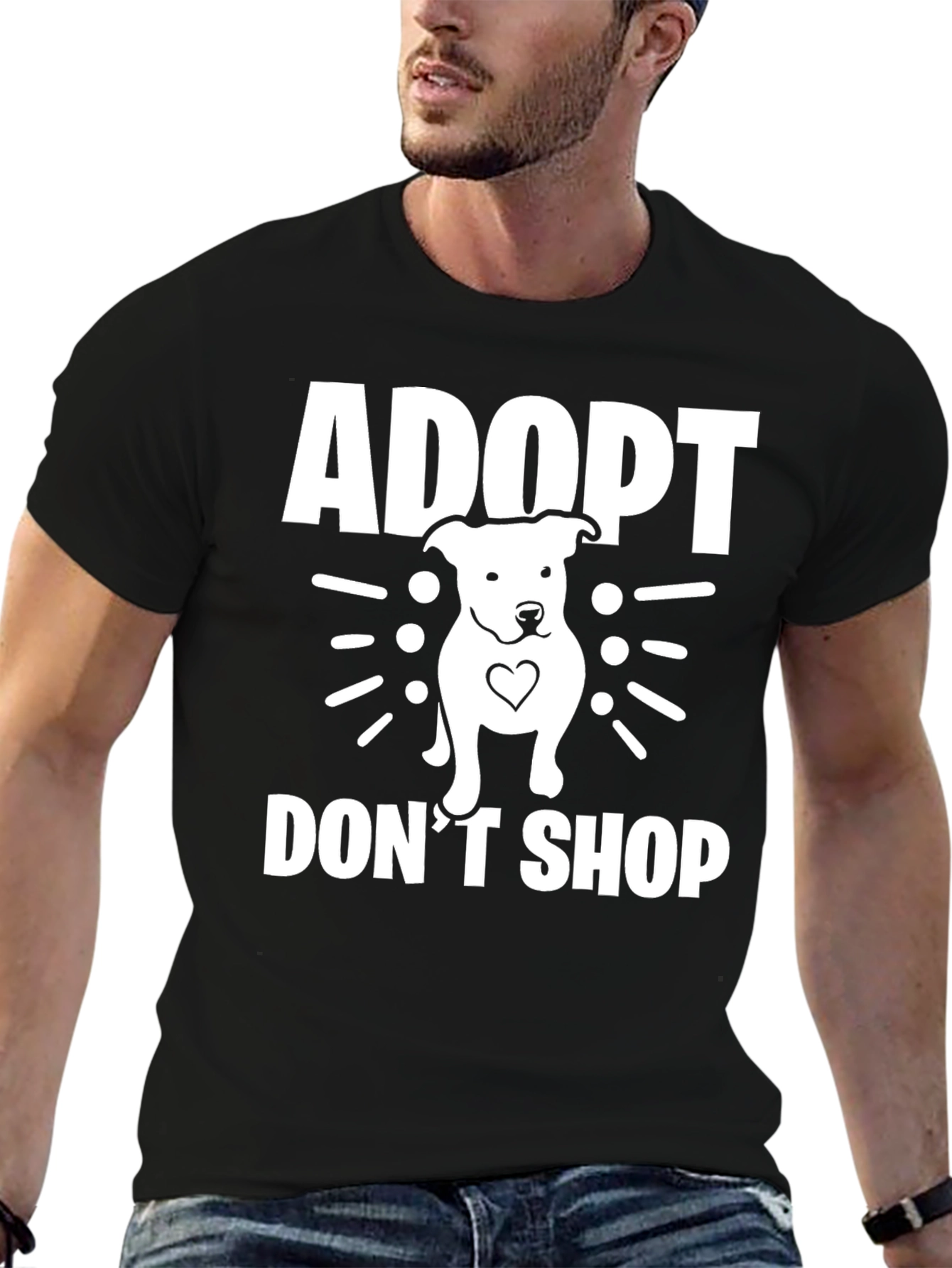 Black Adopt Don't Shop T-Shirt - Dog Rescue Tee view 6