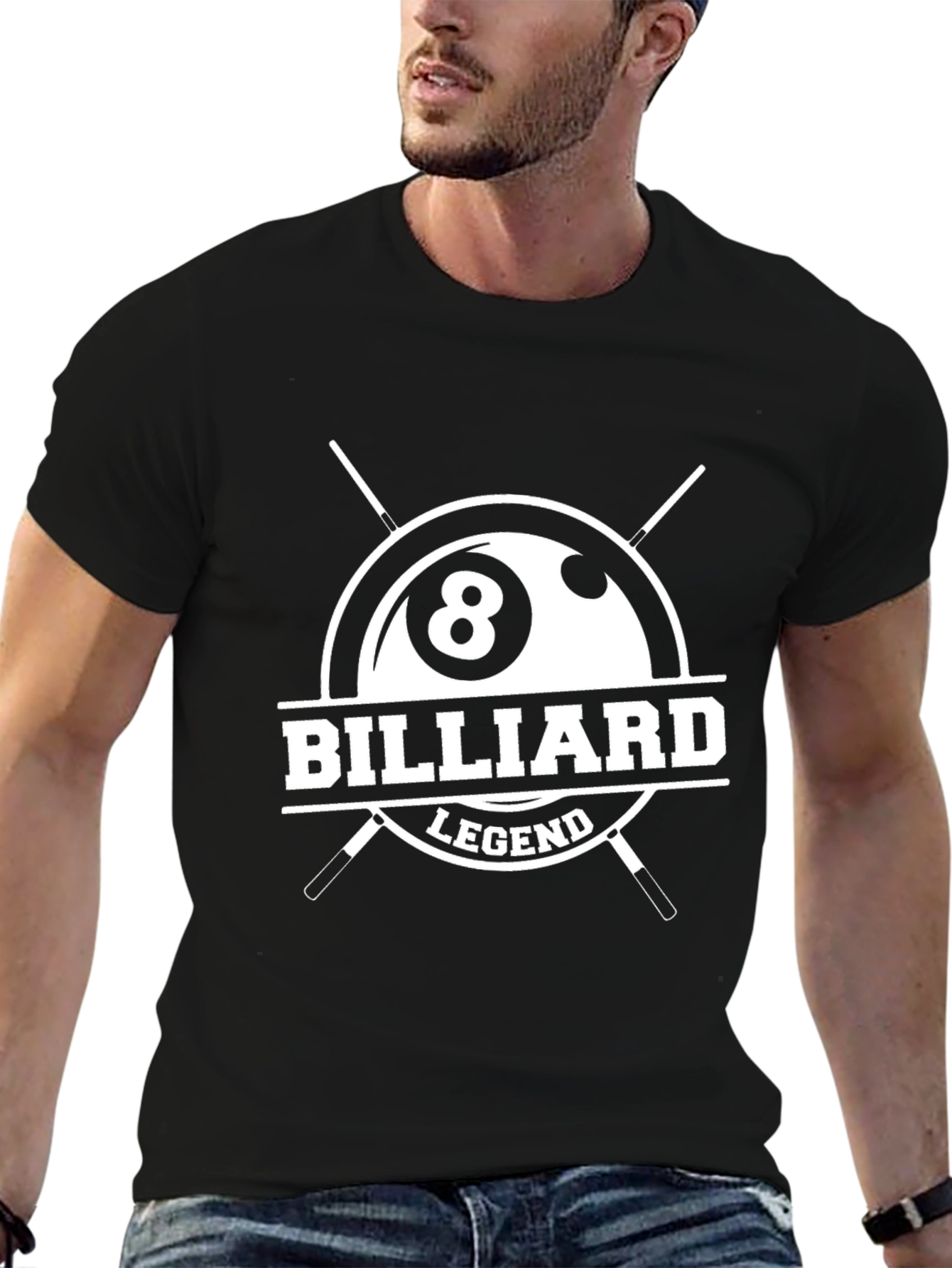 Black Billiard Legend T-Shirt - 8 Ball Design view 6