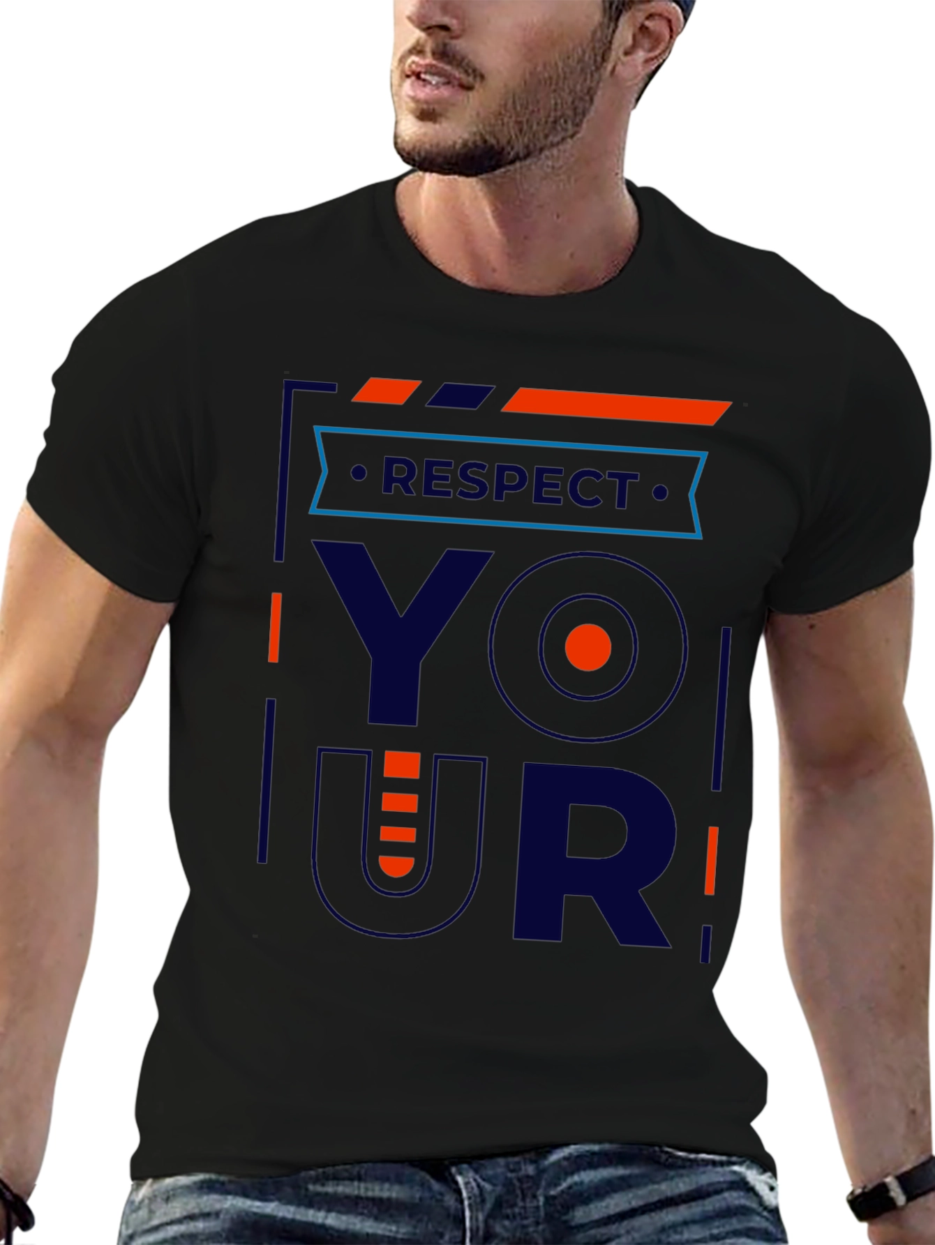 Black Respect Your Shirt - Modern Graphic Tee view 6