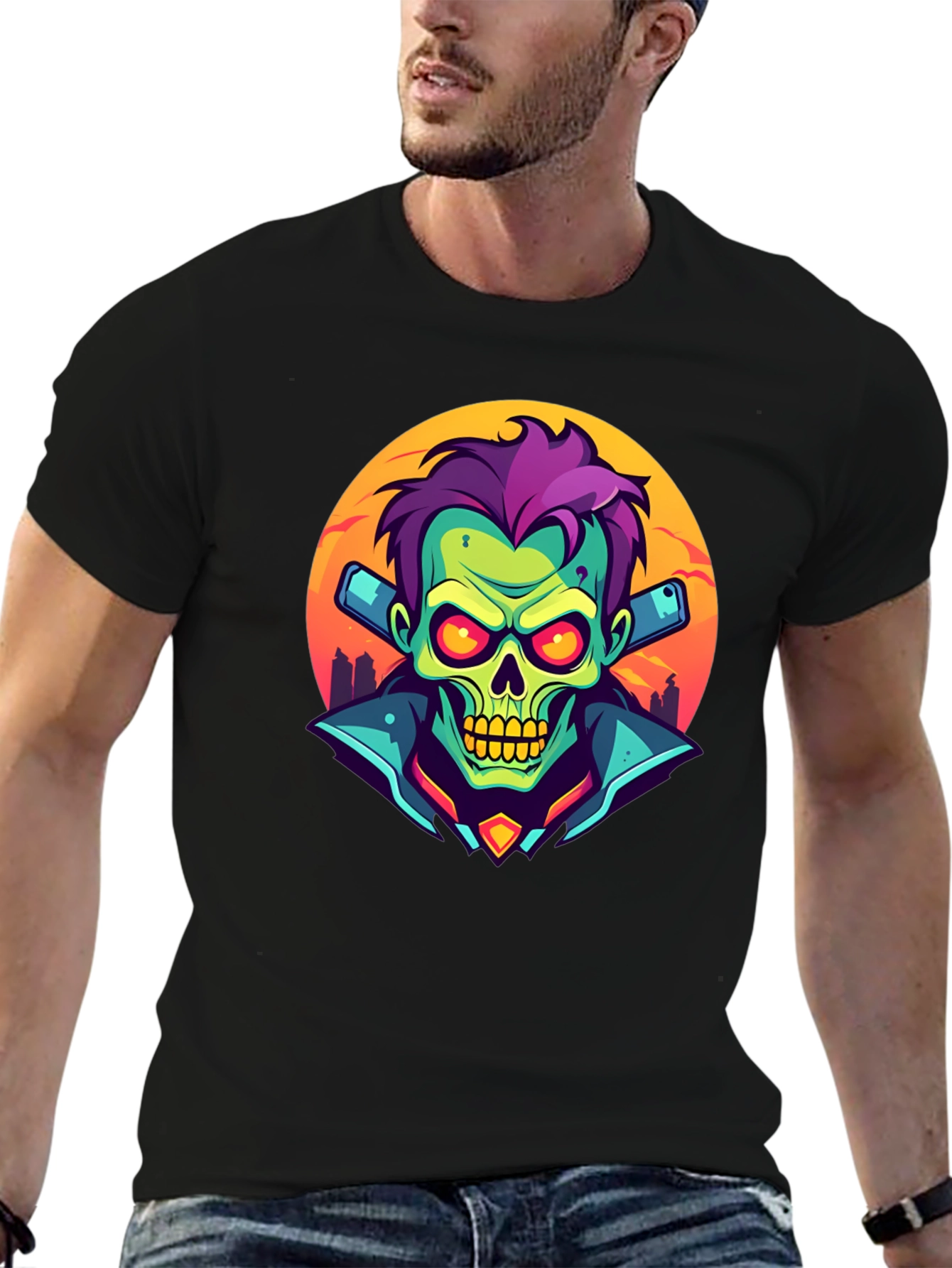 Black Zombie DJ T-Shirt - Unique Graphic Tee view 6