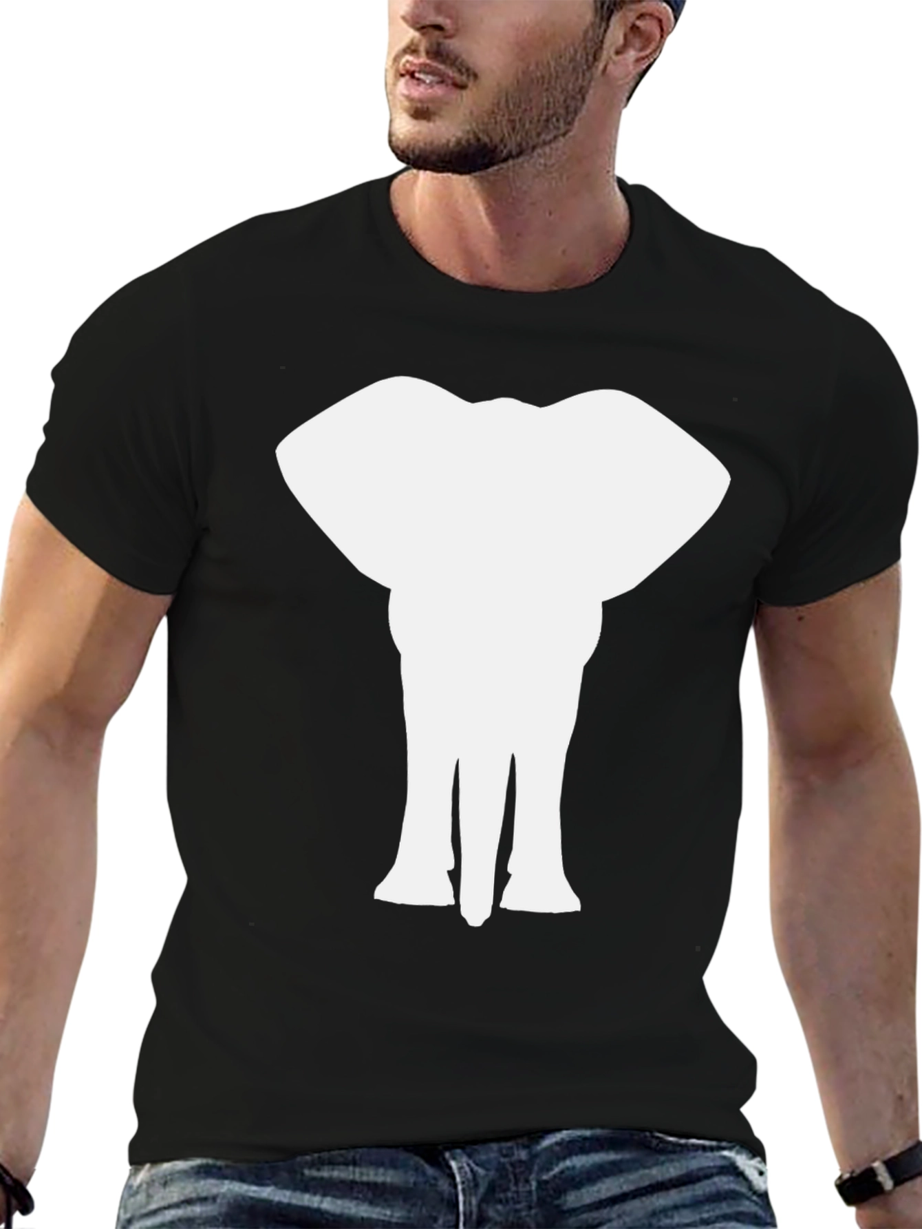 Black Elephant Graphic Tee - Classic Black Cotton Shirt view 6