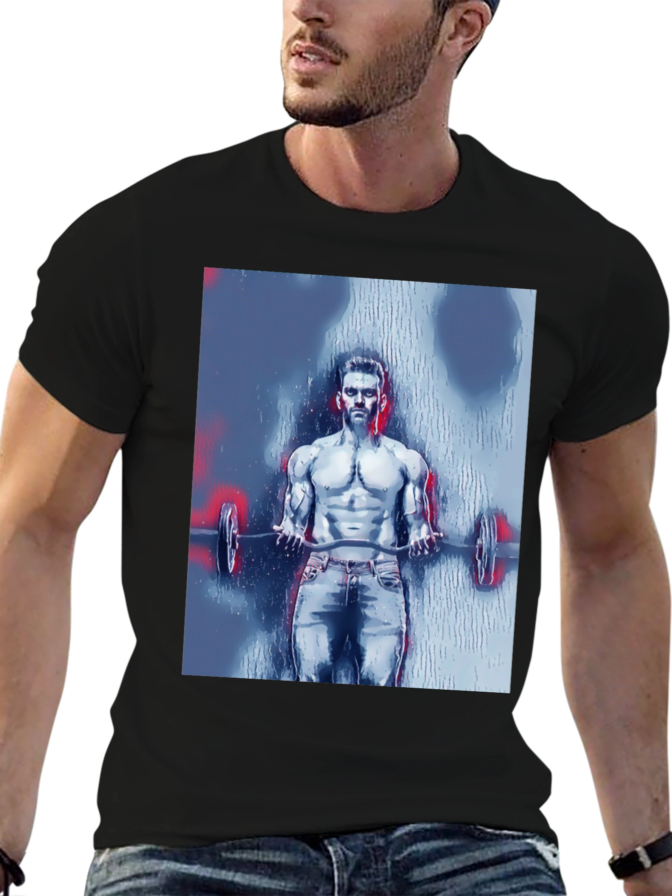 Black Men's Bodybuilder Graphic Tee - Black view 6