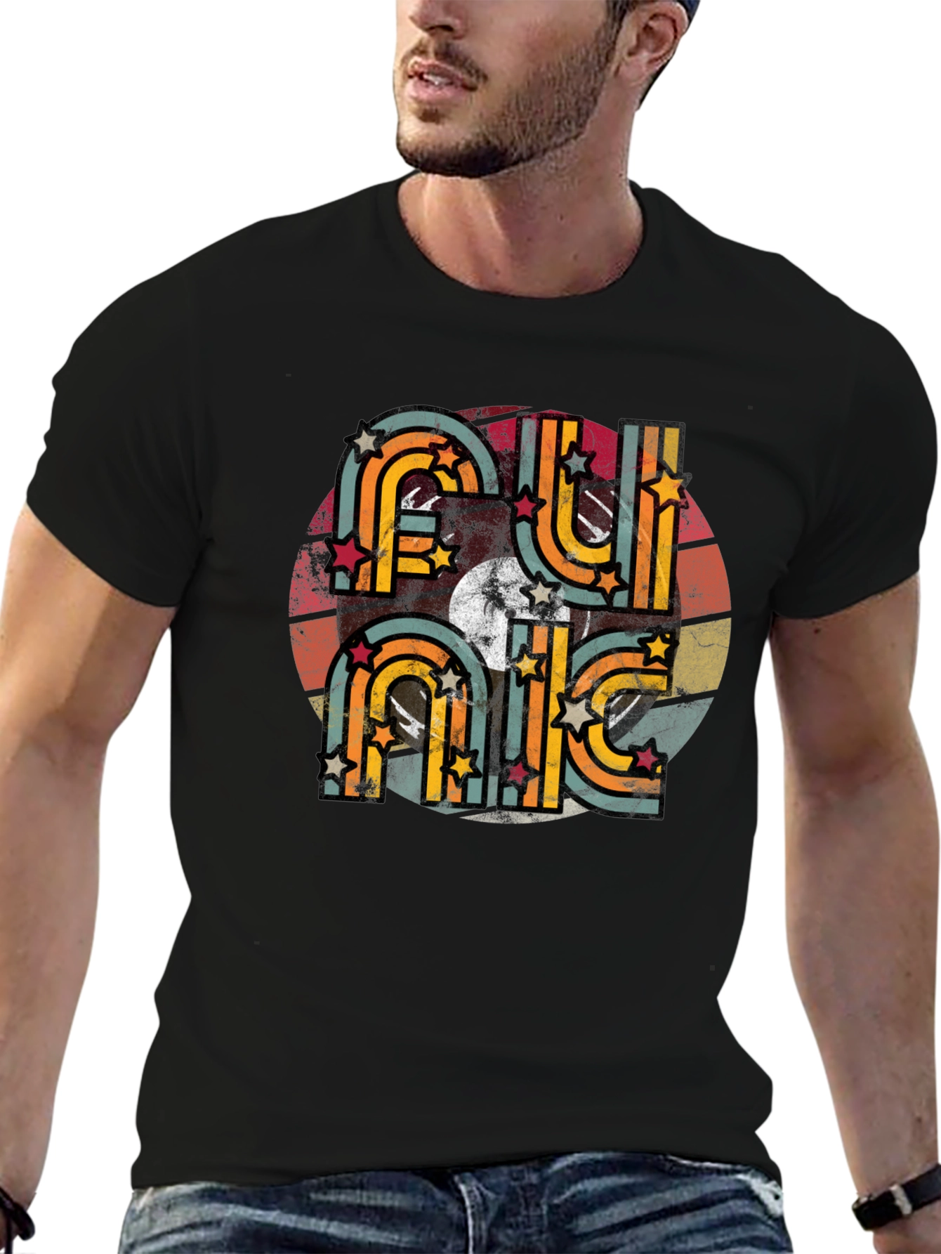 Black Vintage Funk Music Retro T-Shirt view 6
