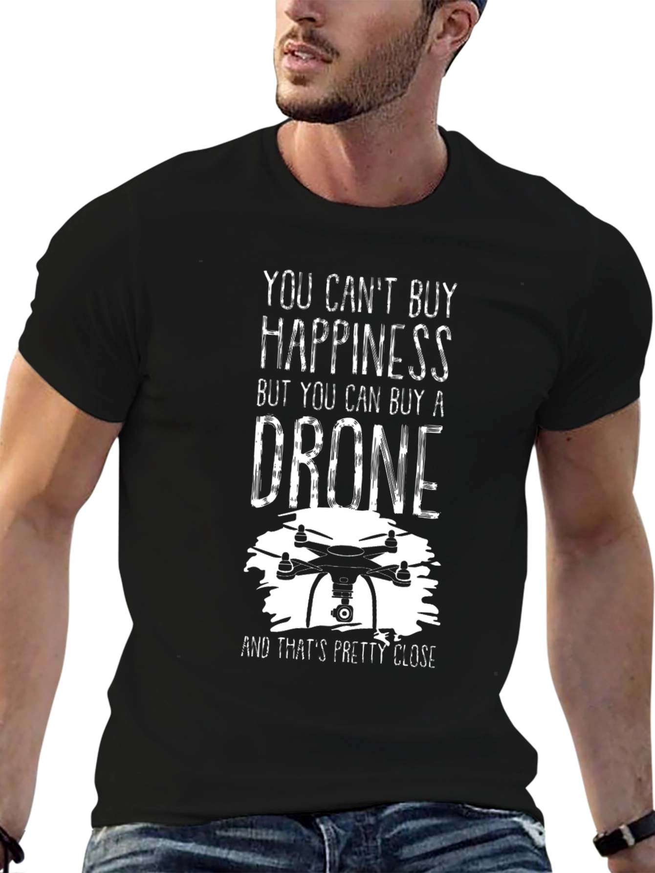 Black Drone Happiness T-Shirt view 6