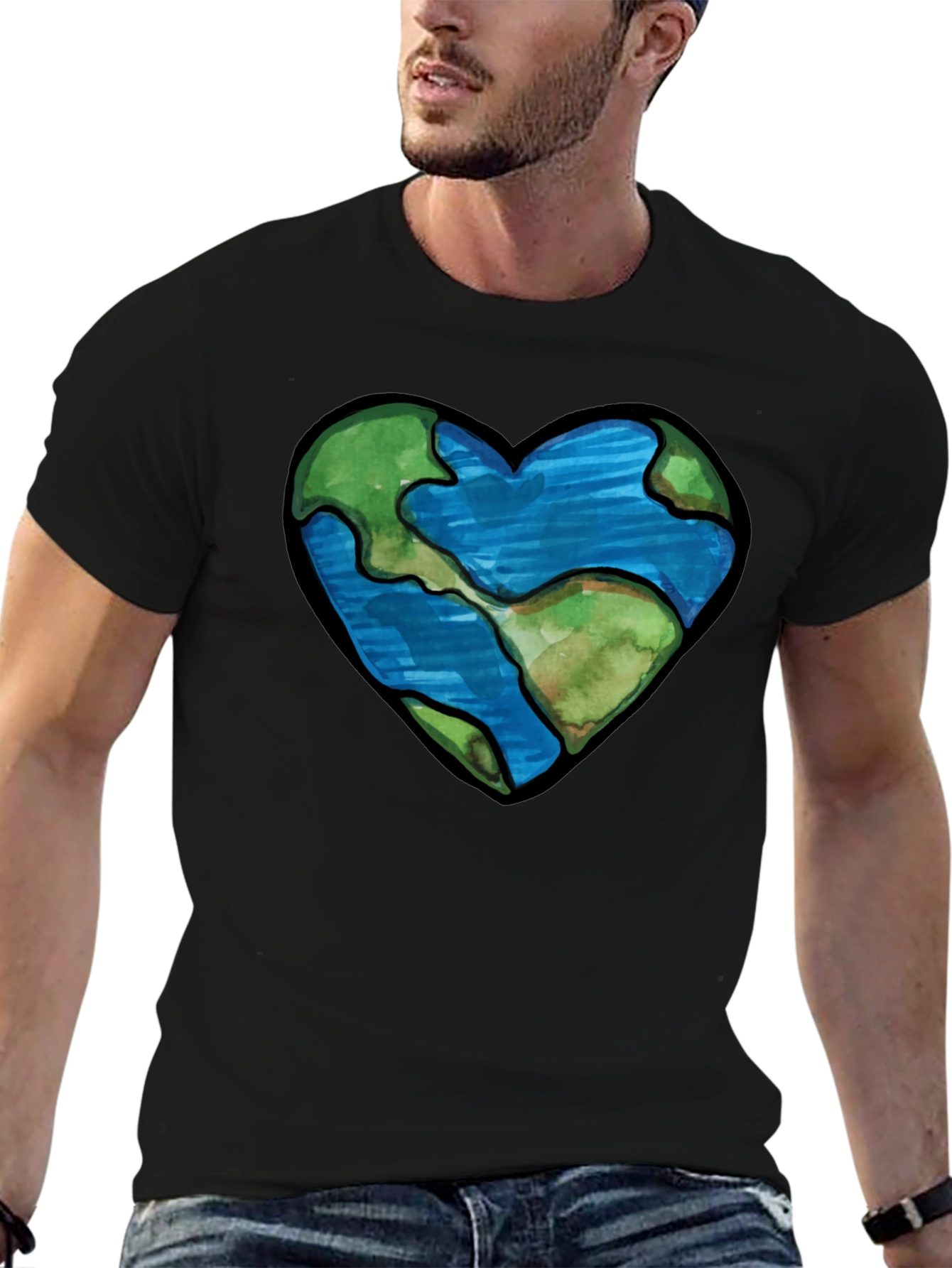 Black Earth Heart Graphic Tee - Black view 6