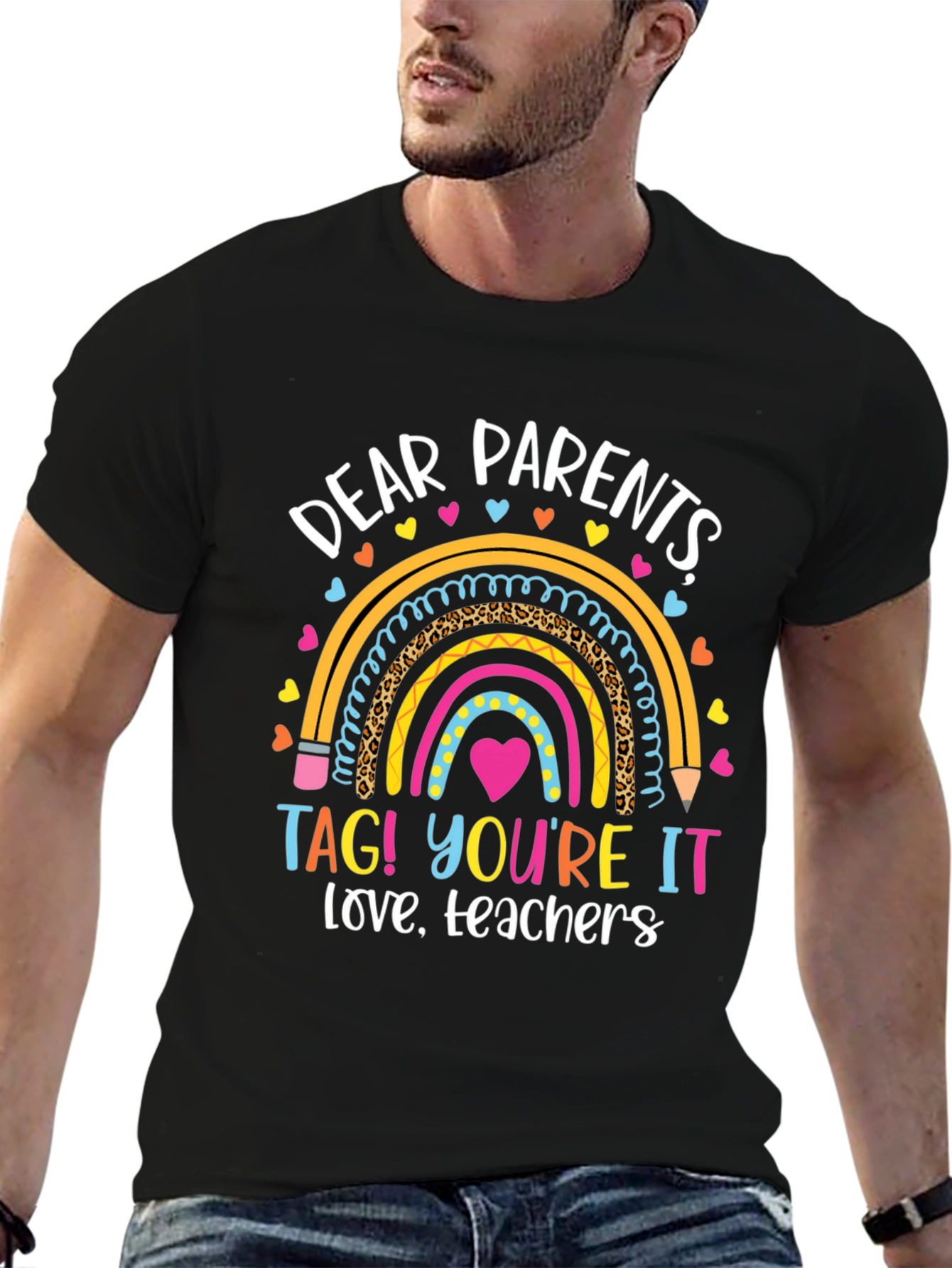 Black Dear Parents Teachers' Love Graphic T-Shirt view 6