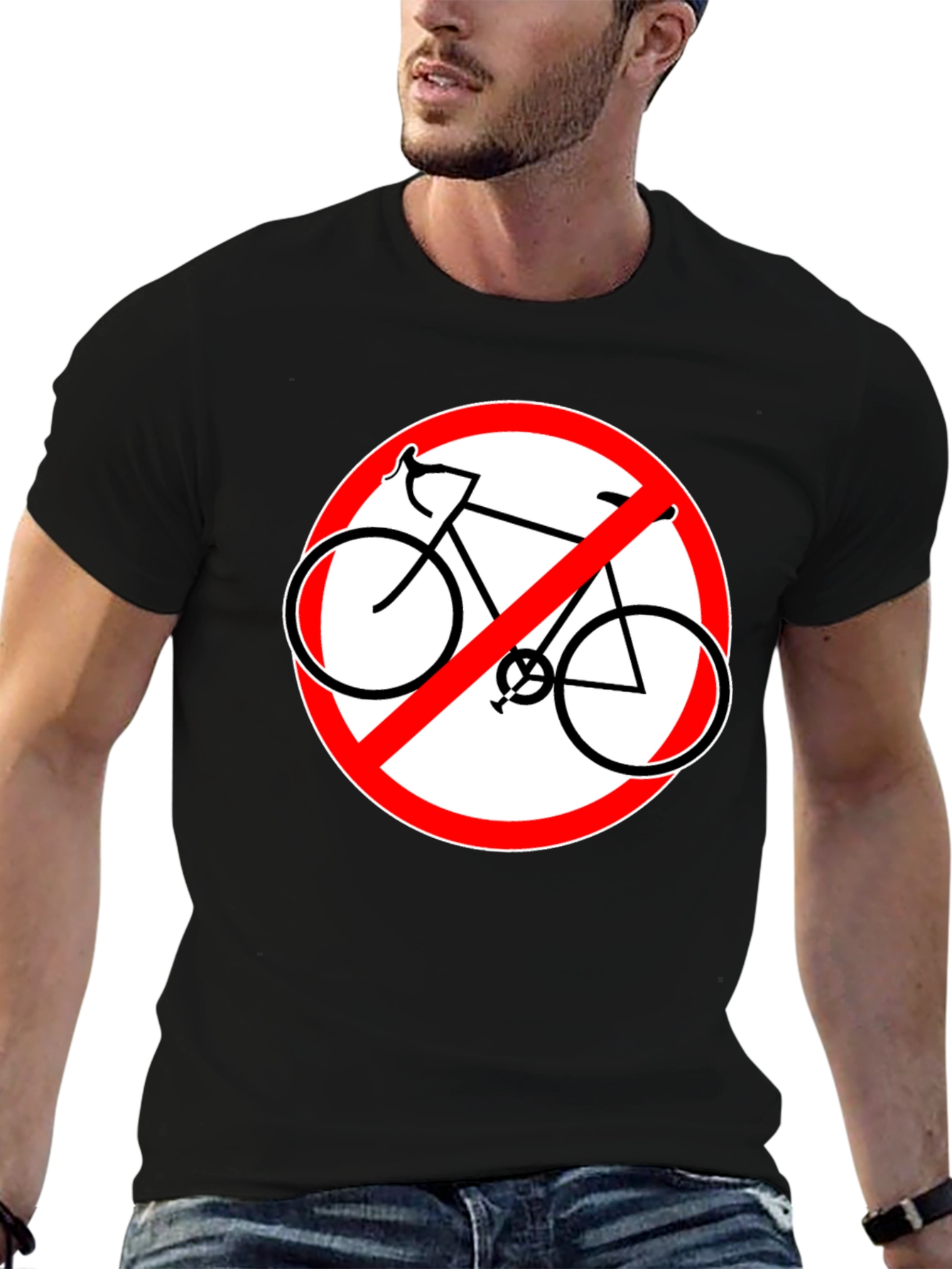Black No Bicycles Allowed Graphic Black T-Shirt view 6