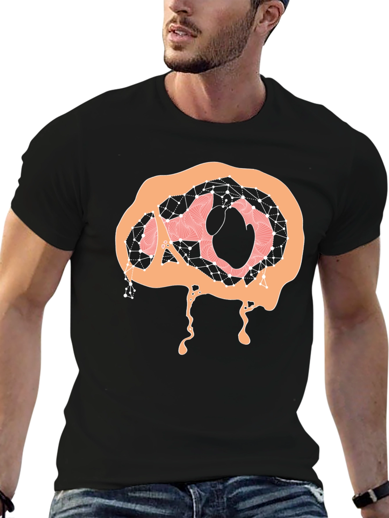 Black Abstract Brain Graphic Tee - Black view 6