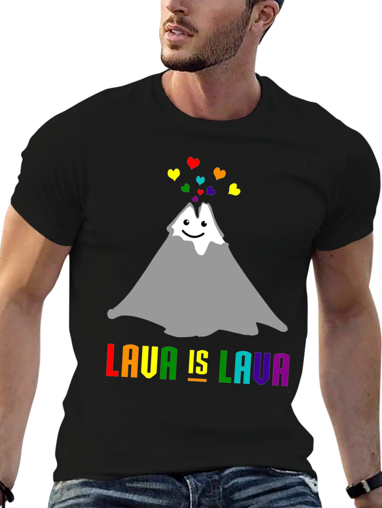Lava Is Lava Volcano Rainbow Heart Pride T-Shirt - 6