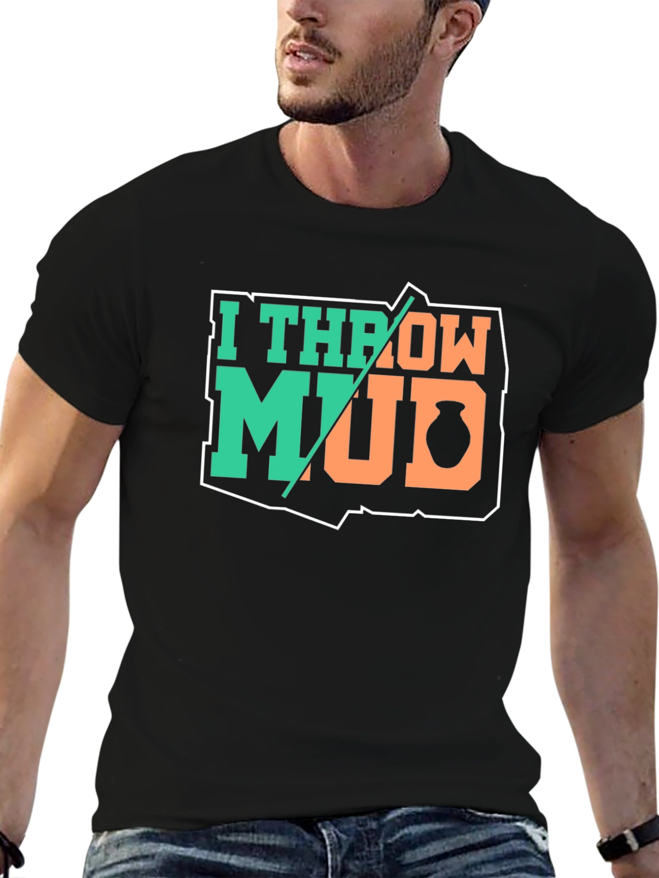 Black I Throw Mud Pottery T-Shirt view 6