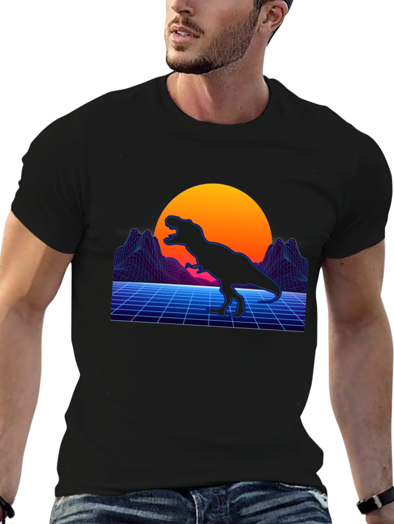 Black Retro Dinosaur T-Shirt view 6