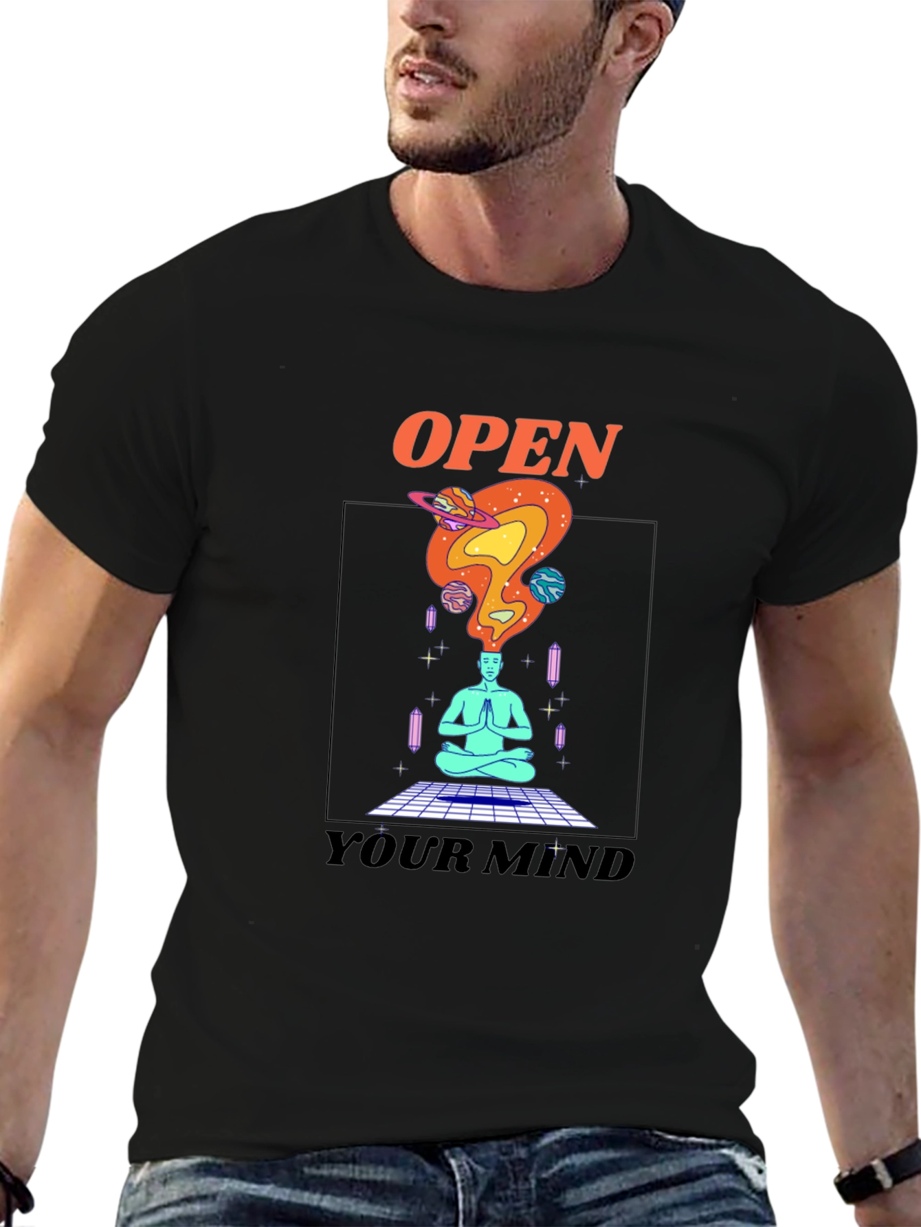 Black Open Your Mind Graphic T-Shirt - Black Tee view 6