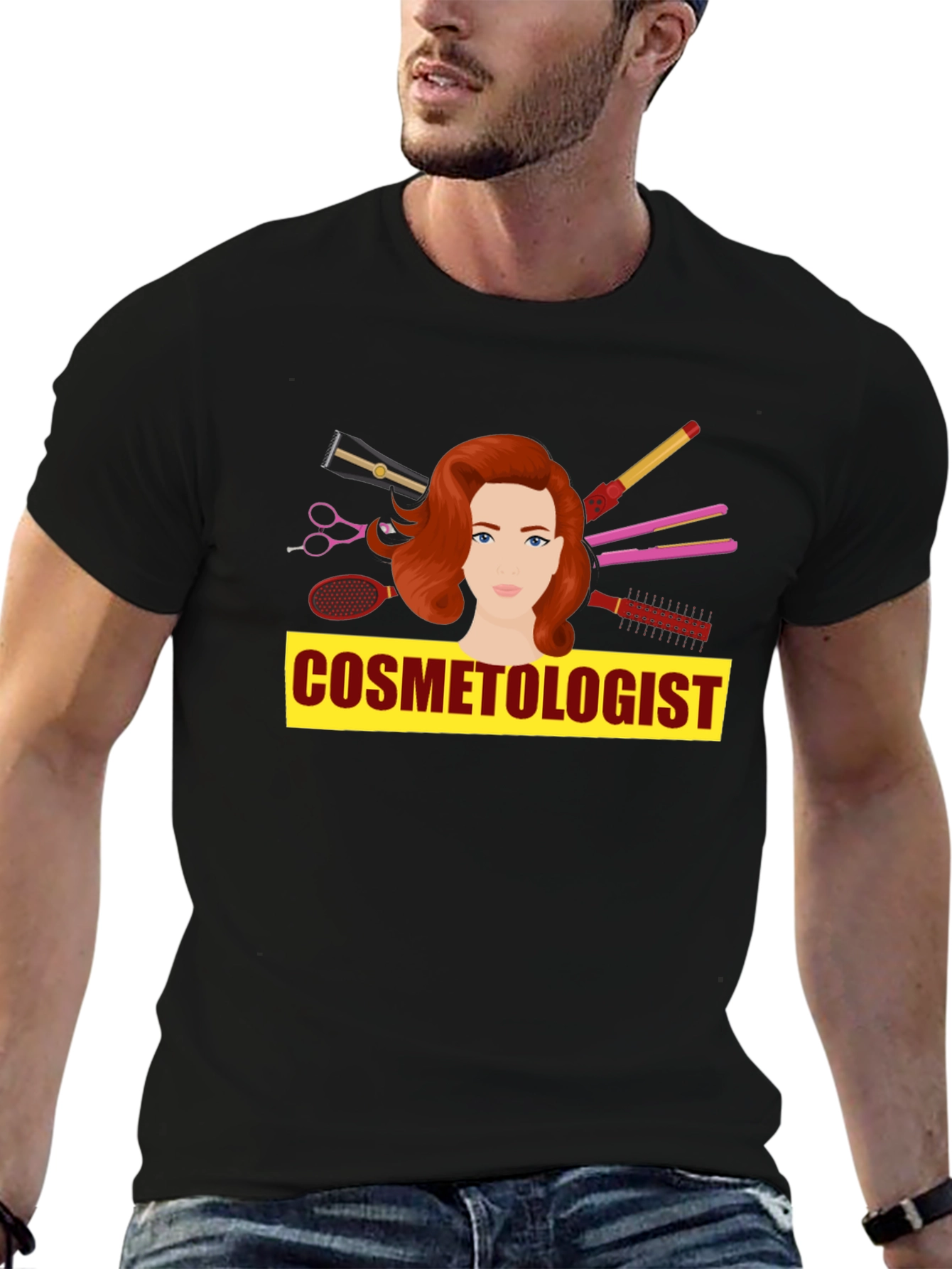 Black Cosmetologist T-Shirt - Hair Stylist Tee view 6