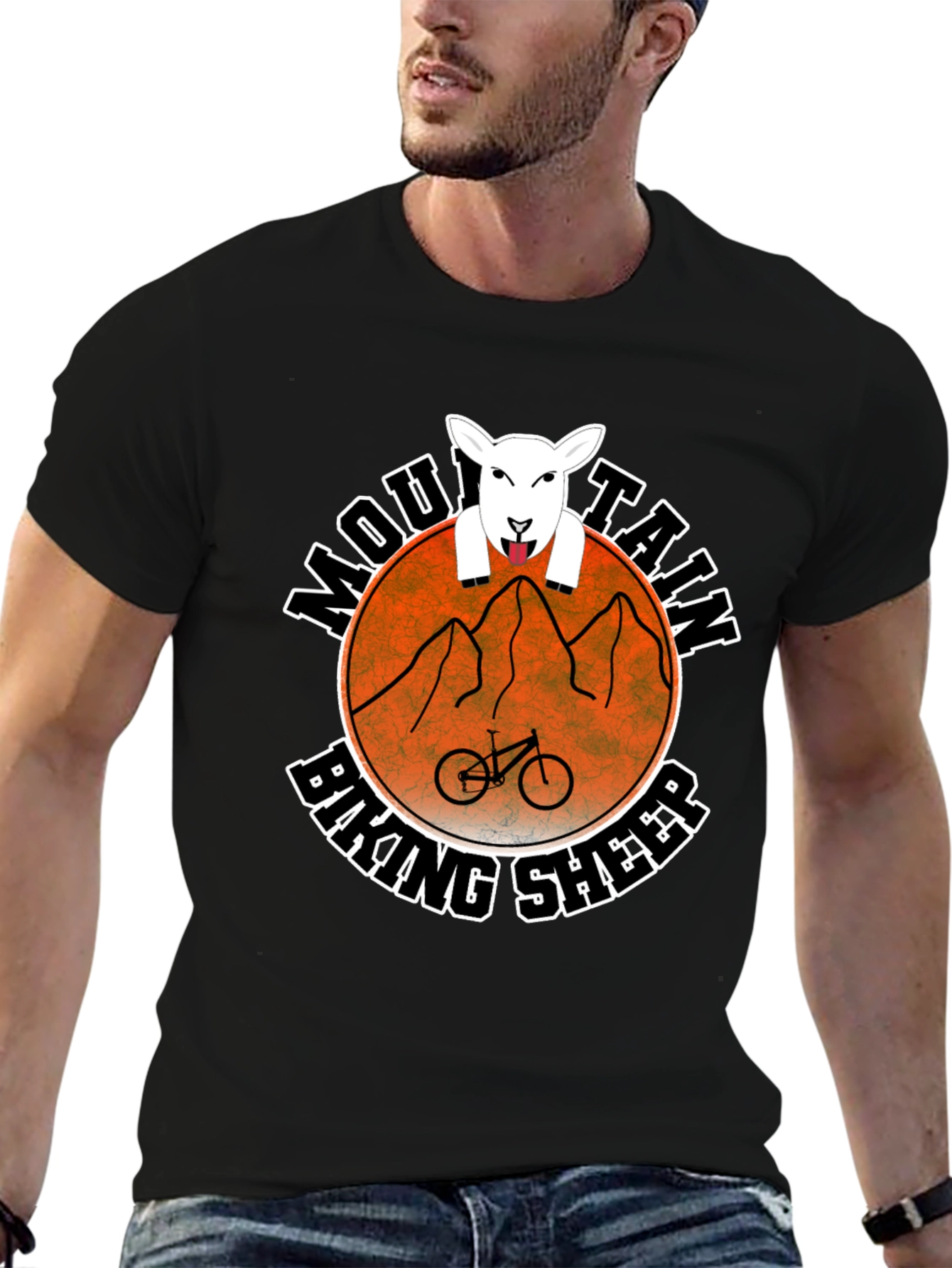 Black Mountain Biking Sheep Graphic Tee view 6